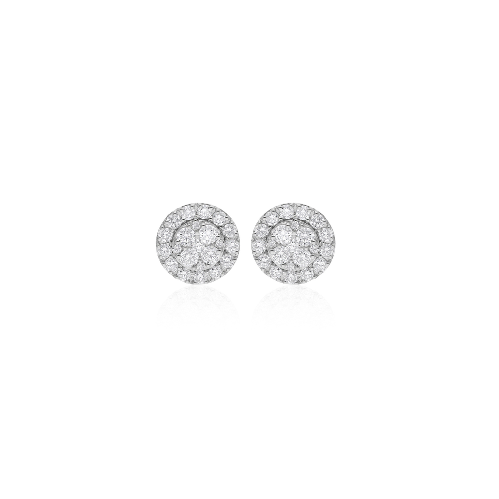 Minimalist Round Shape 1.97Ct Natural Pave Diamond Stud Earrings in Fine Gold