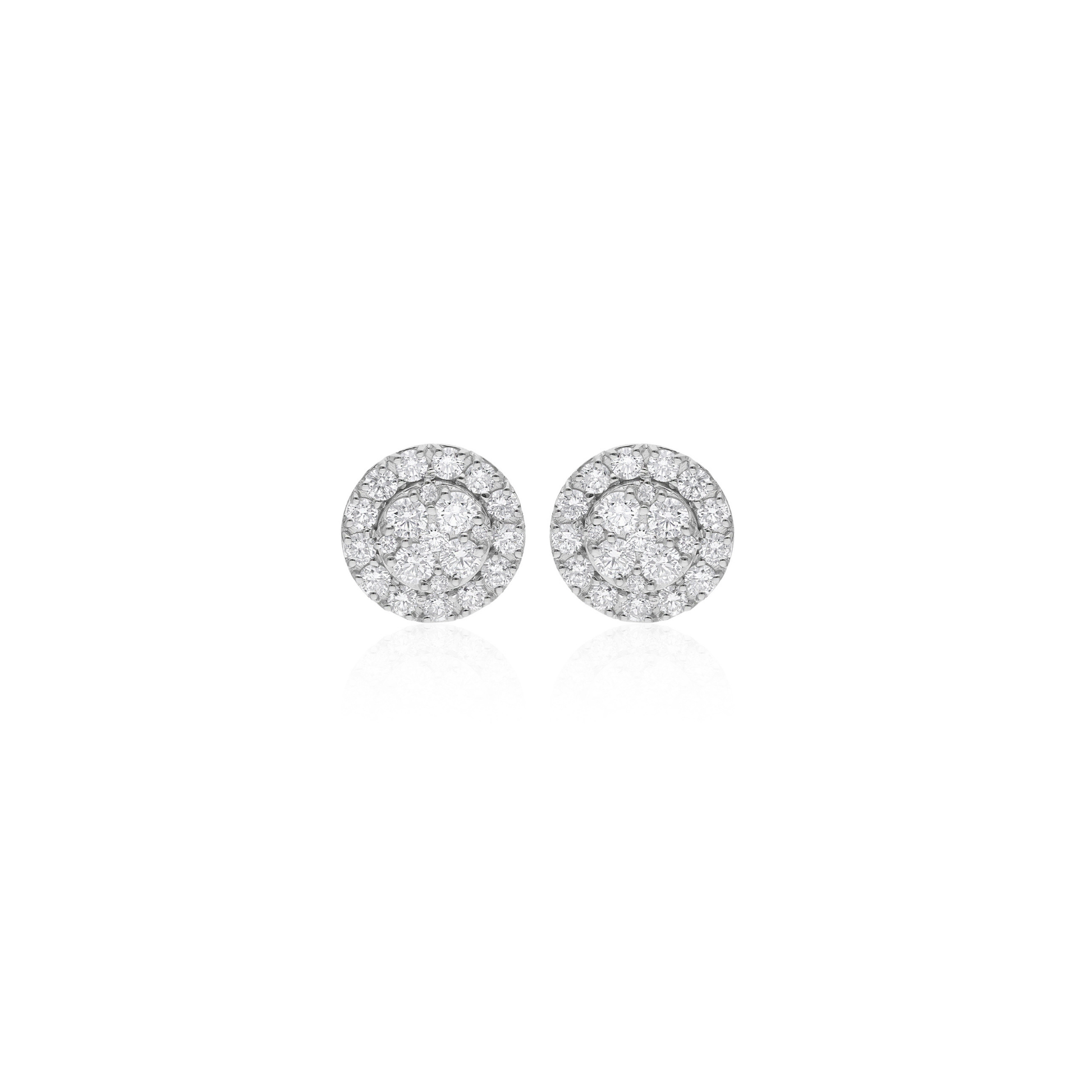 Minimalist Round Shape 1.97Ct Natural Pave Diamond Stud Earrings in Fine Gold