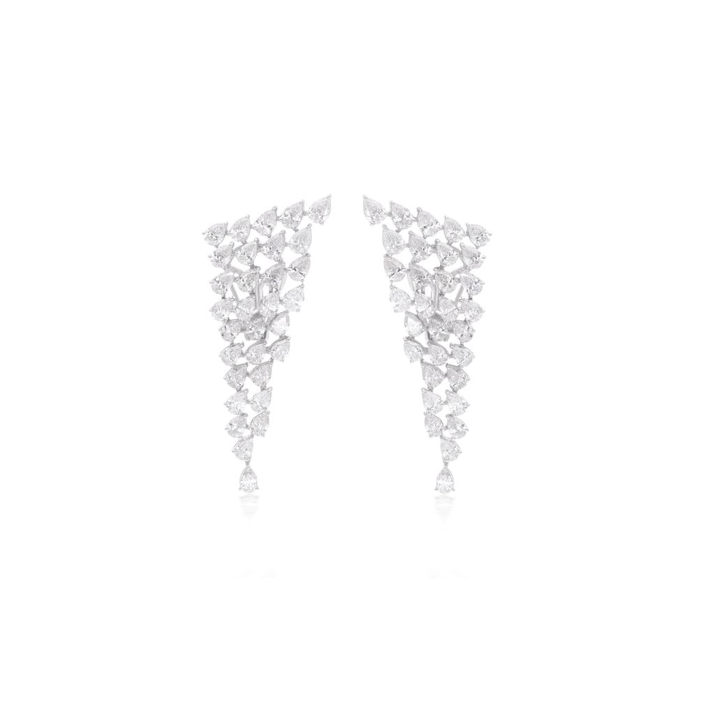 Sparkling Multi Tier Pear Cut 4.81Ct. Diamond Gold Drop Wedding Earrings