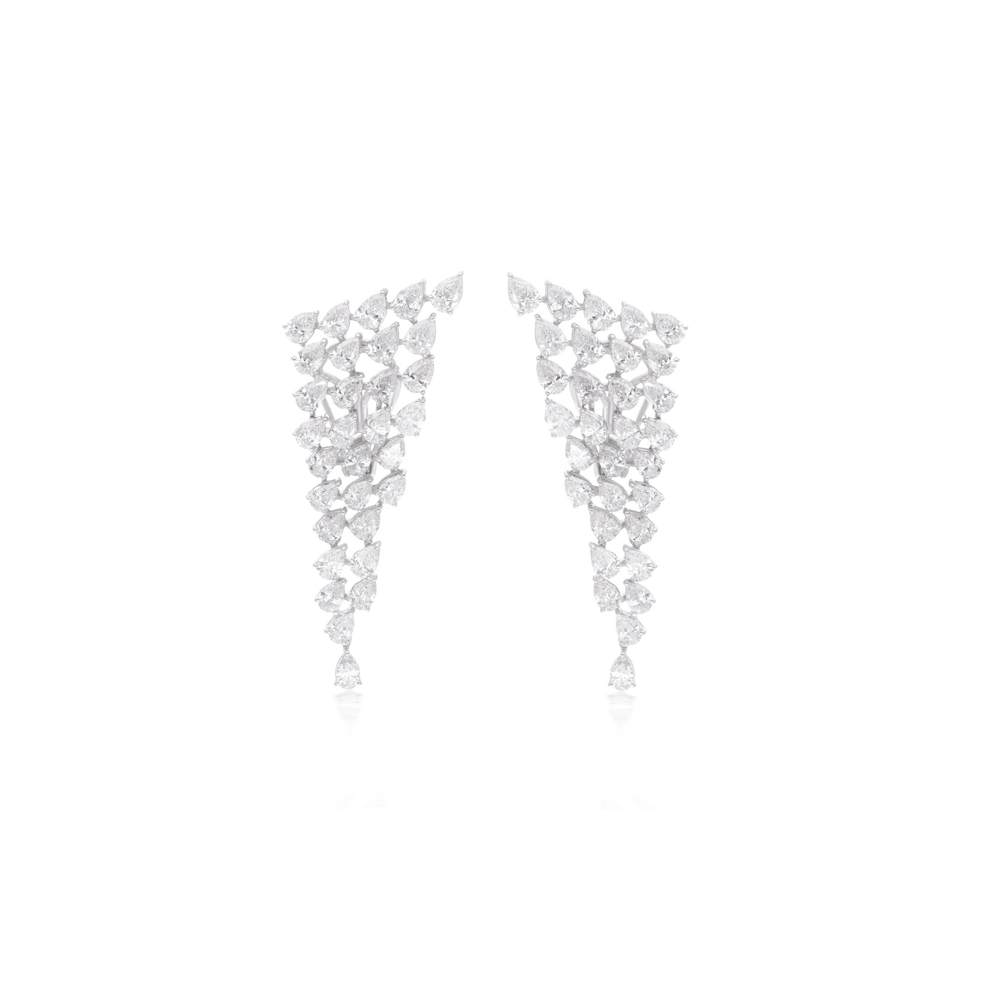 Sparkling Multi Tier Pear Cut 4.81Ct. Diamond Gold Drop Wedding Earrings