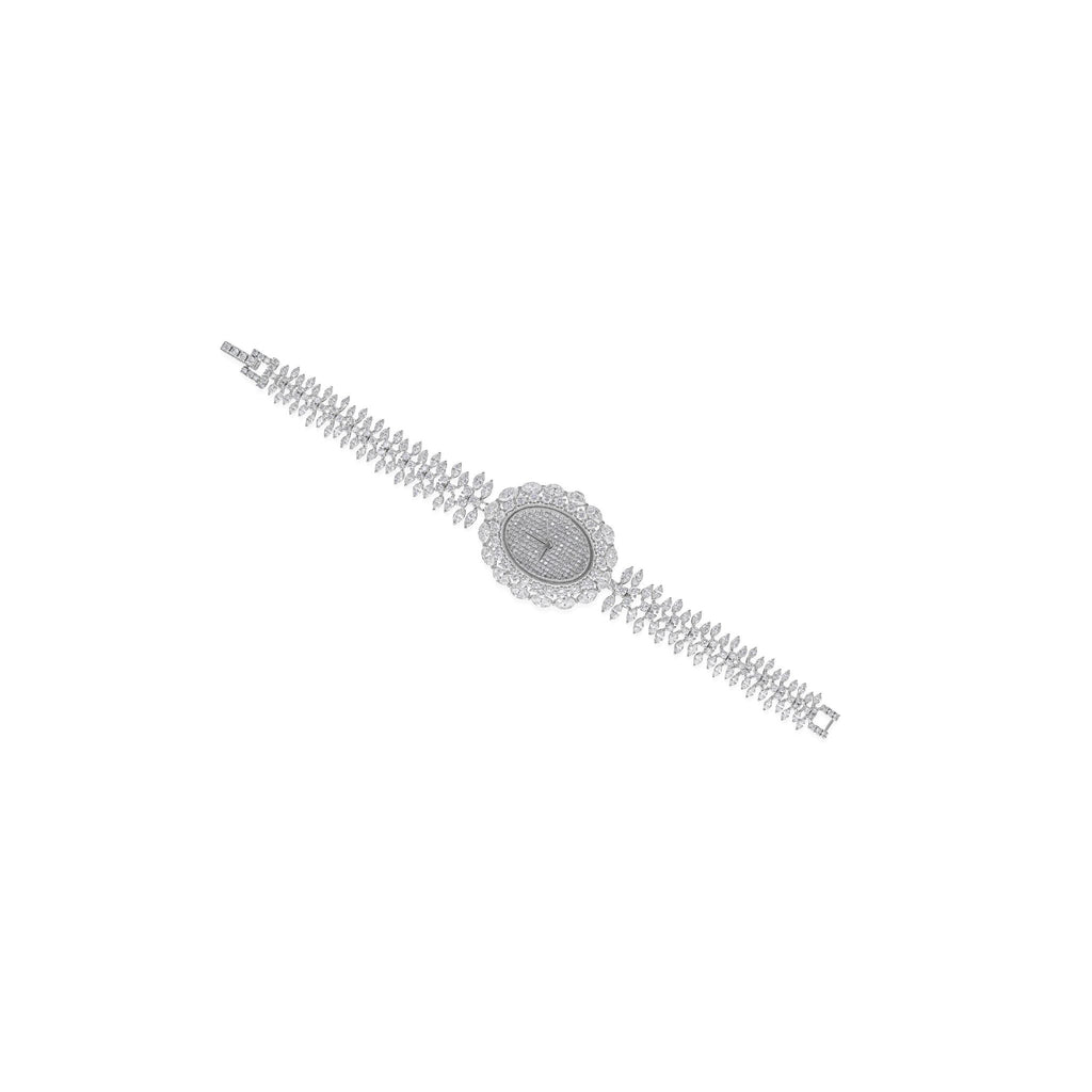 Certified Multi Cut Natural Diamond Bracelet Style Wrist Gold Watch