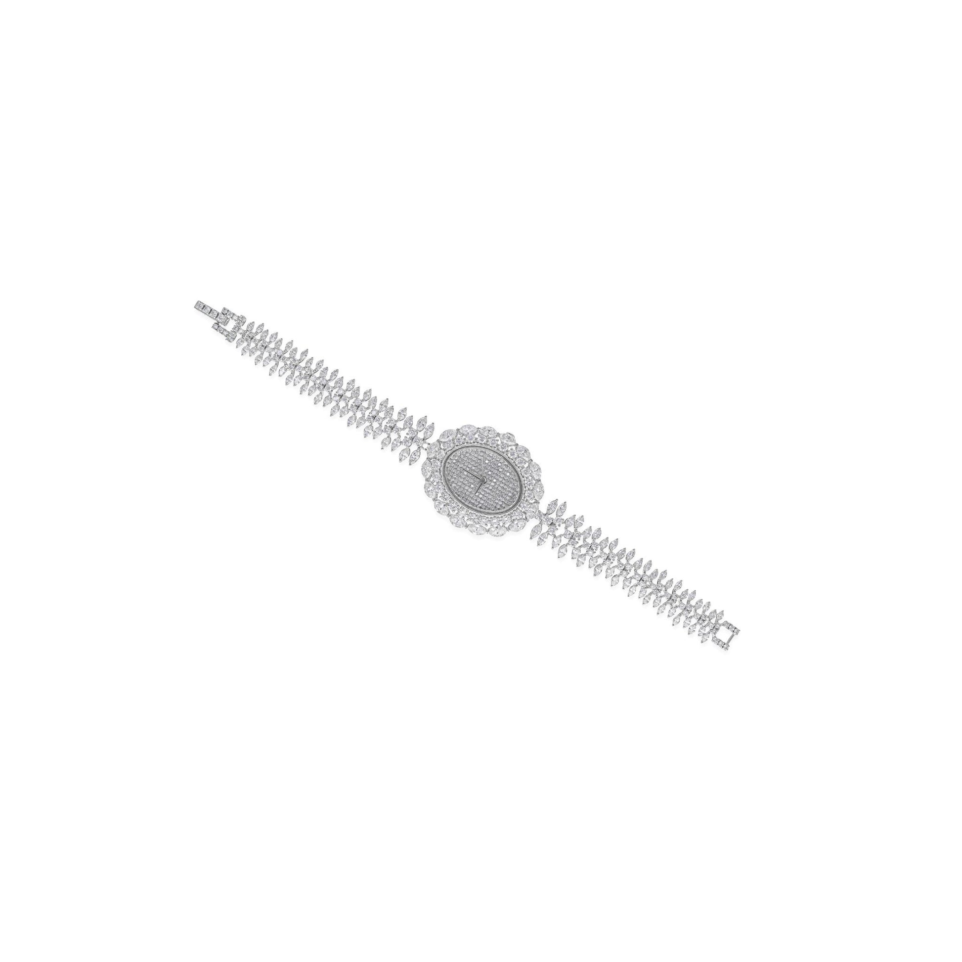 Certified Multi Cut Natural Diamond Bracelet Style Wrist Gold Watch