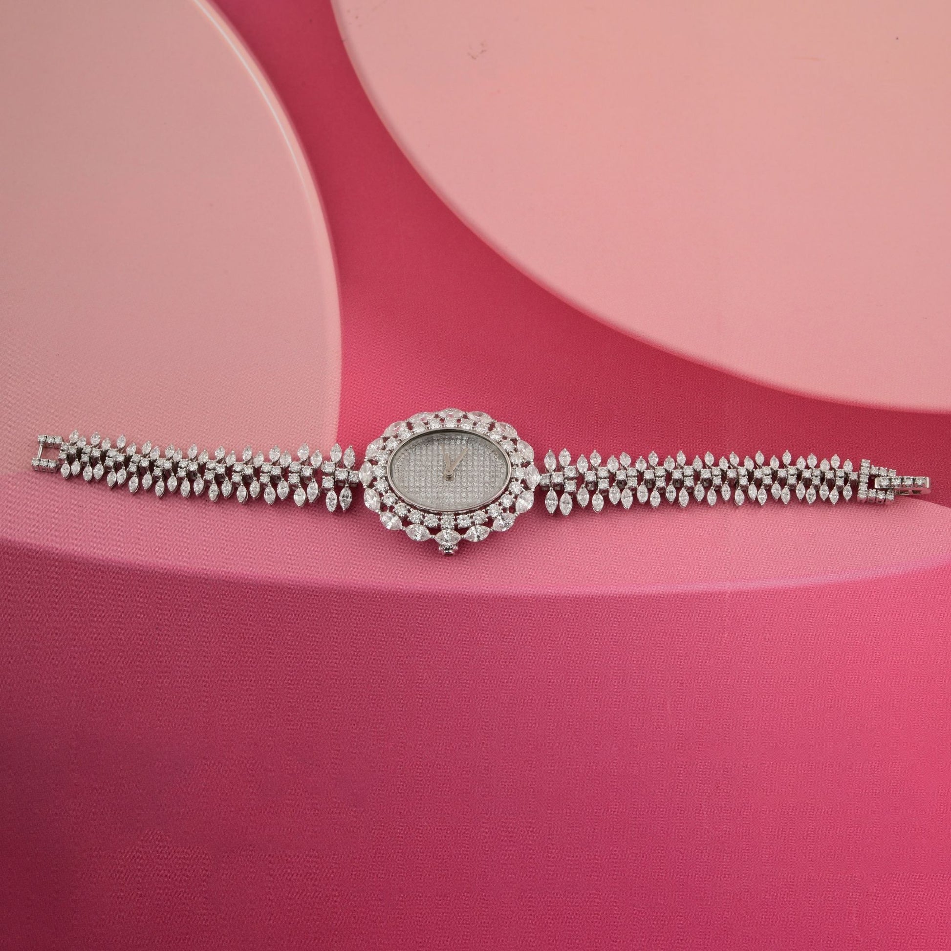 Certified Multi Cut Natural Diamond Bracelet Style Wrist Gold Watch