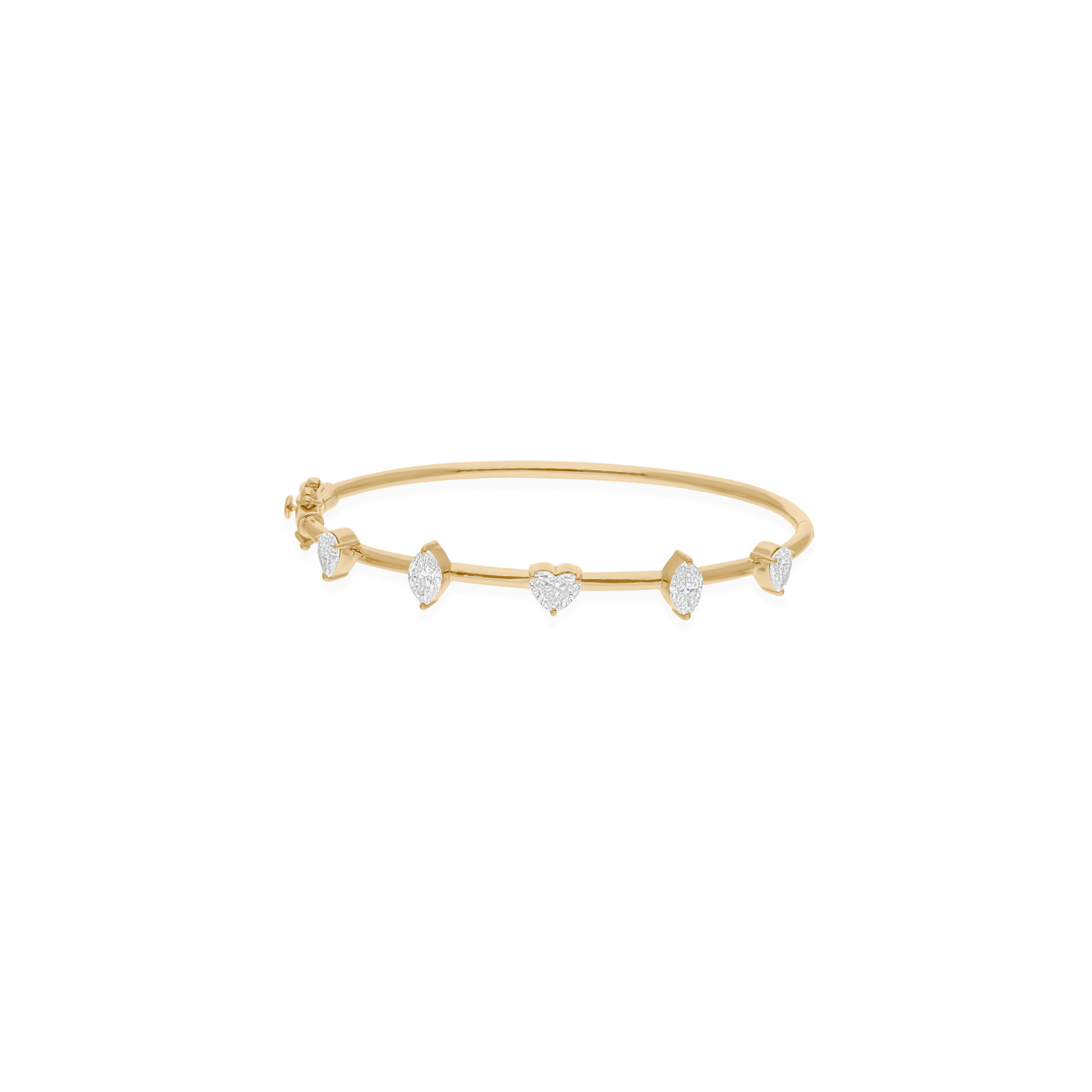 Minimal Fine Gold Mixed Cut 1.77Ct Natural Diamond Bridesmaid Bangle Bracelet