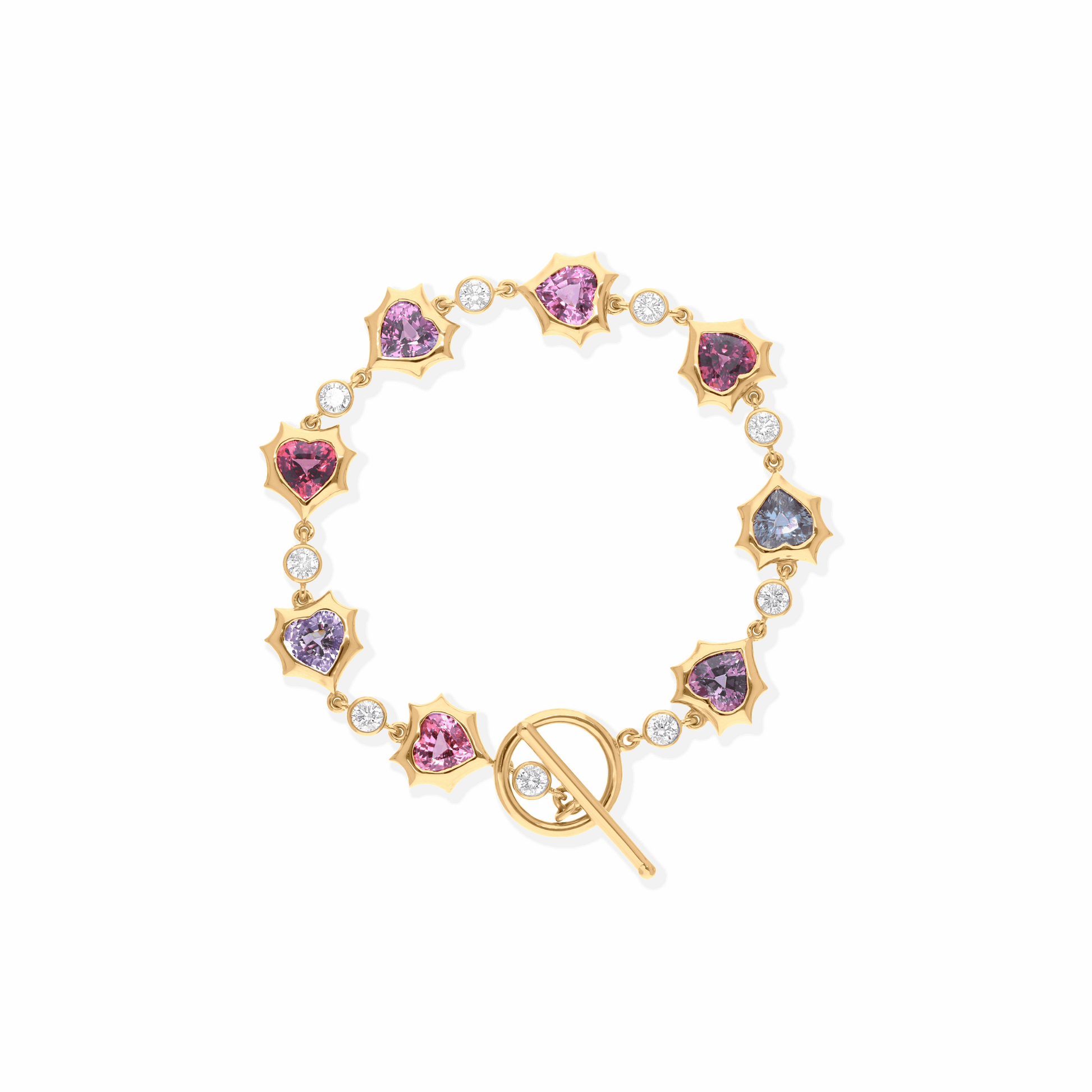 11.21 Tcw Diamonds & Multi Spinel Gemstone 18K Gold Handmade Bracelet
