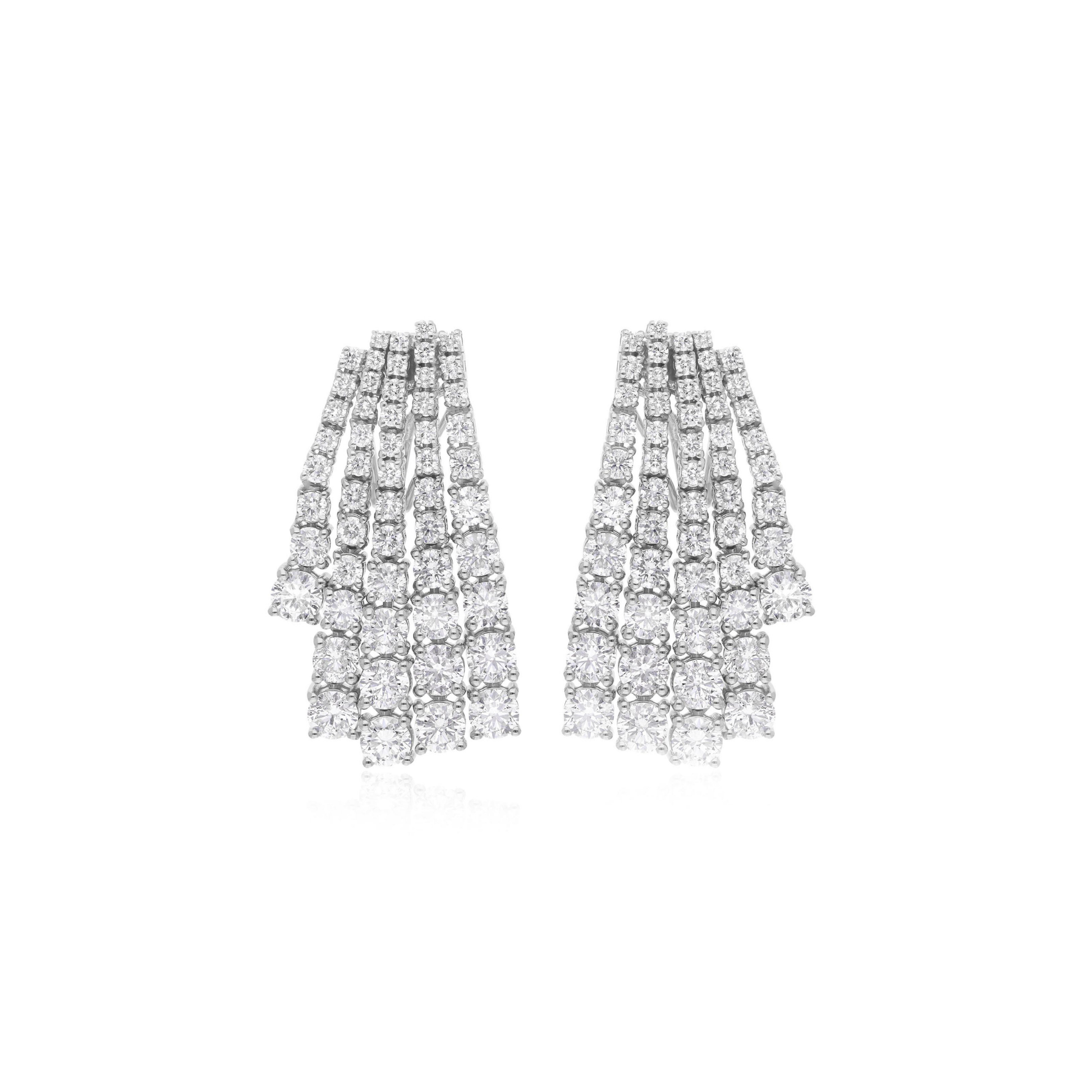 Certified Round Diamond Chandelier Drop Gold Earrings