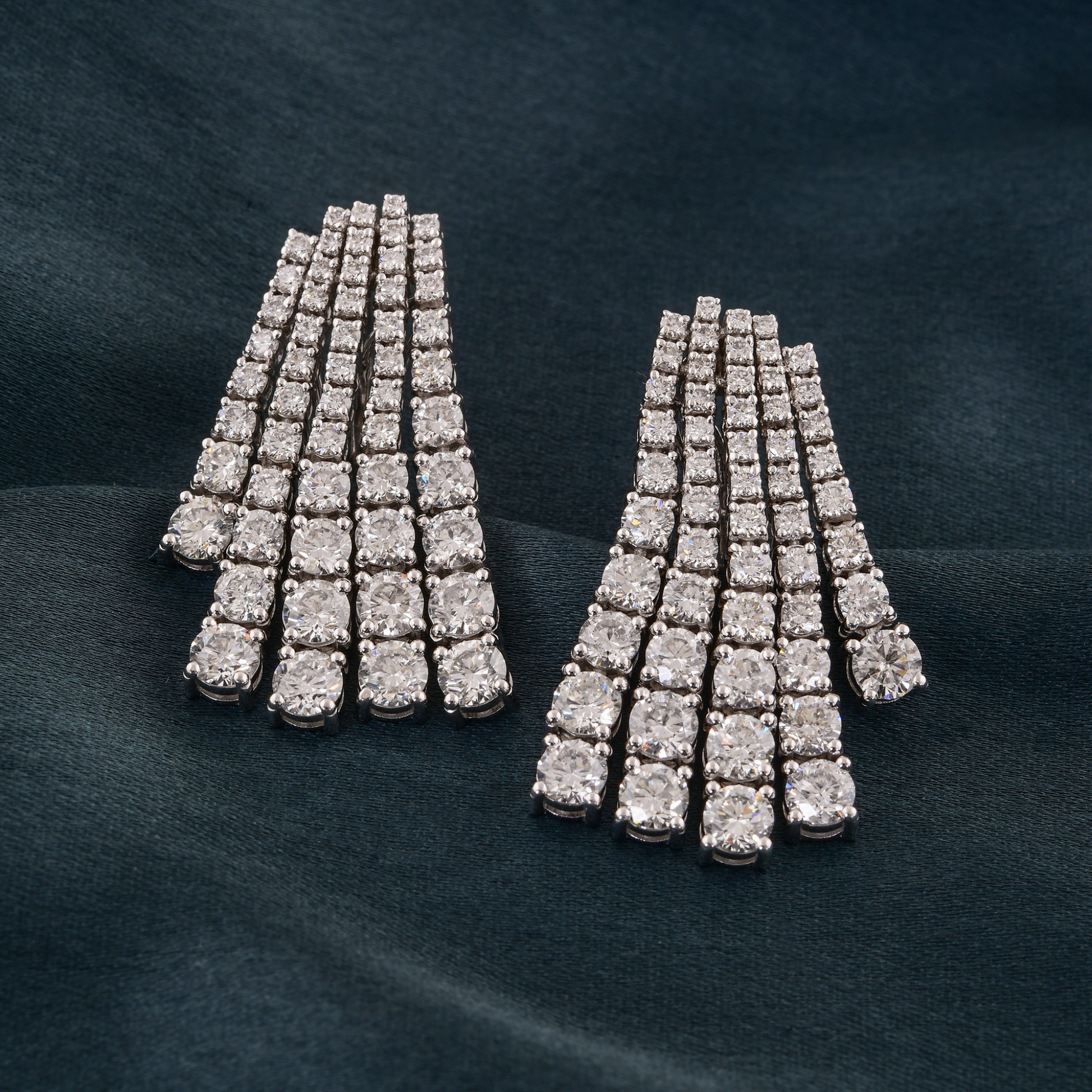 Certified Round Diamond Chandelier Drop Gold Earrings