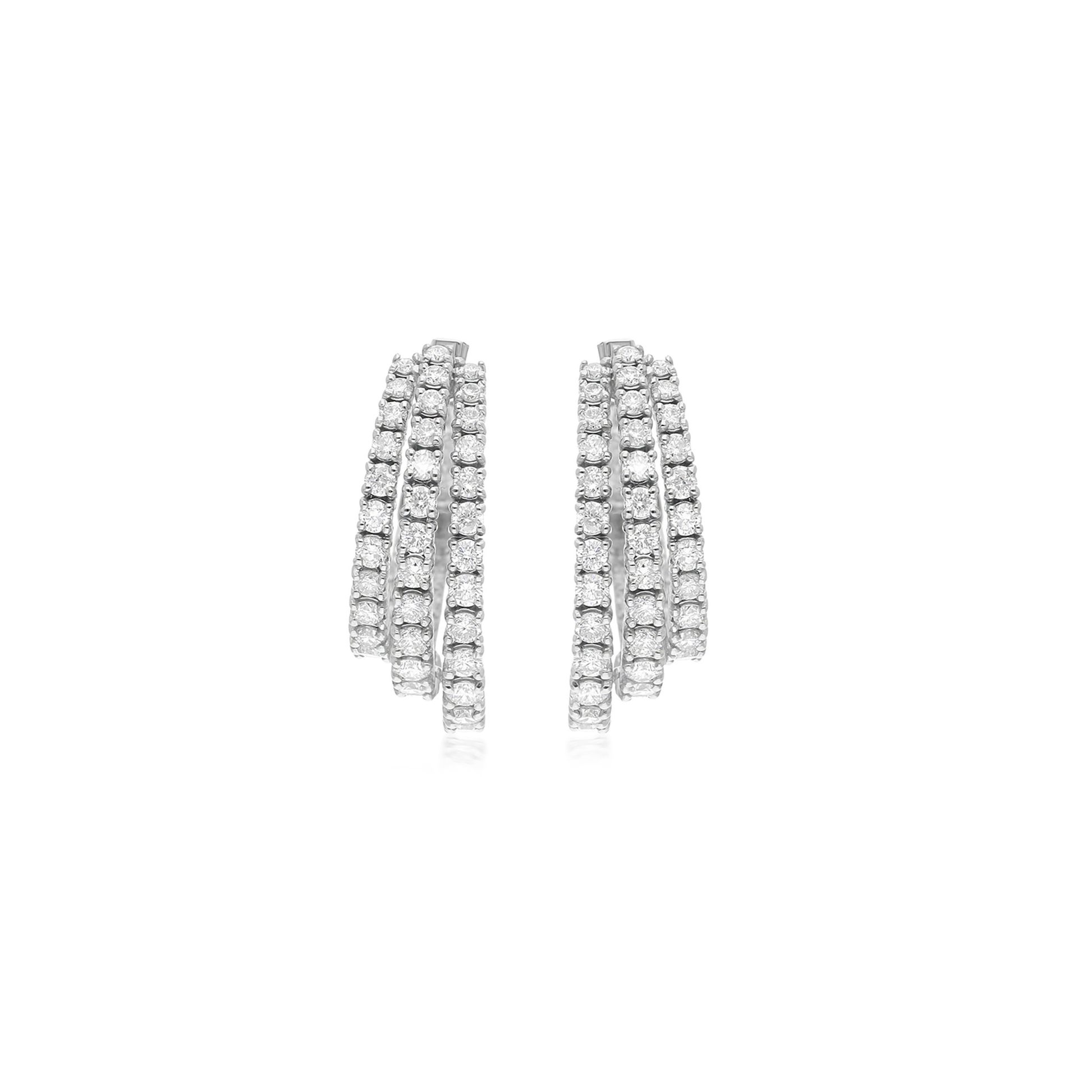 Regal Shine 2.11 Carat Round Shape Natural Diamond Huggies Hoop Earrings