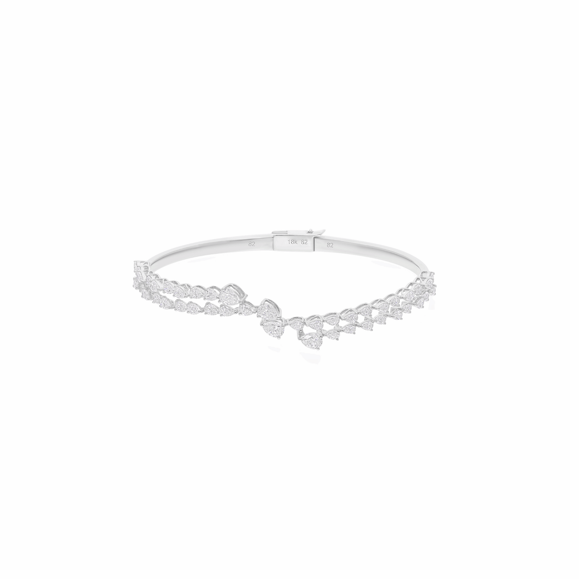 2.95 Ct Pear Cut Natural Diamond Bracelet in 18k Gold Weding Jewelry
