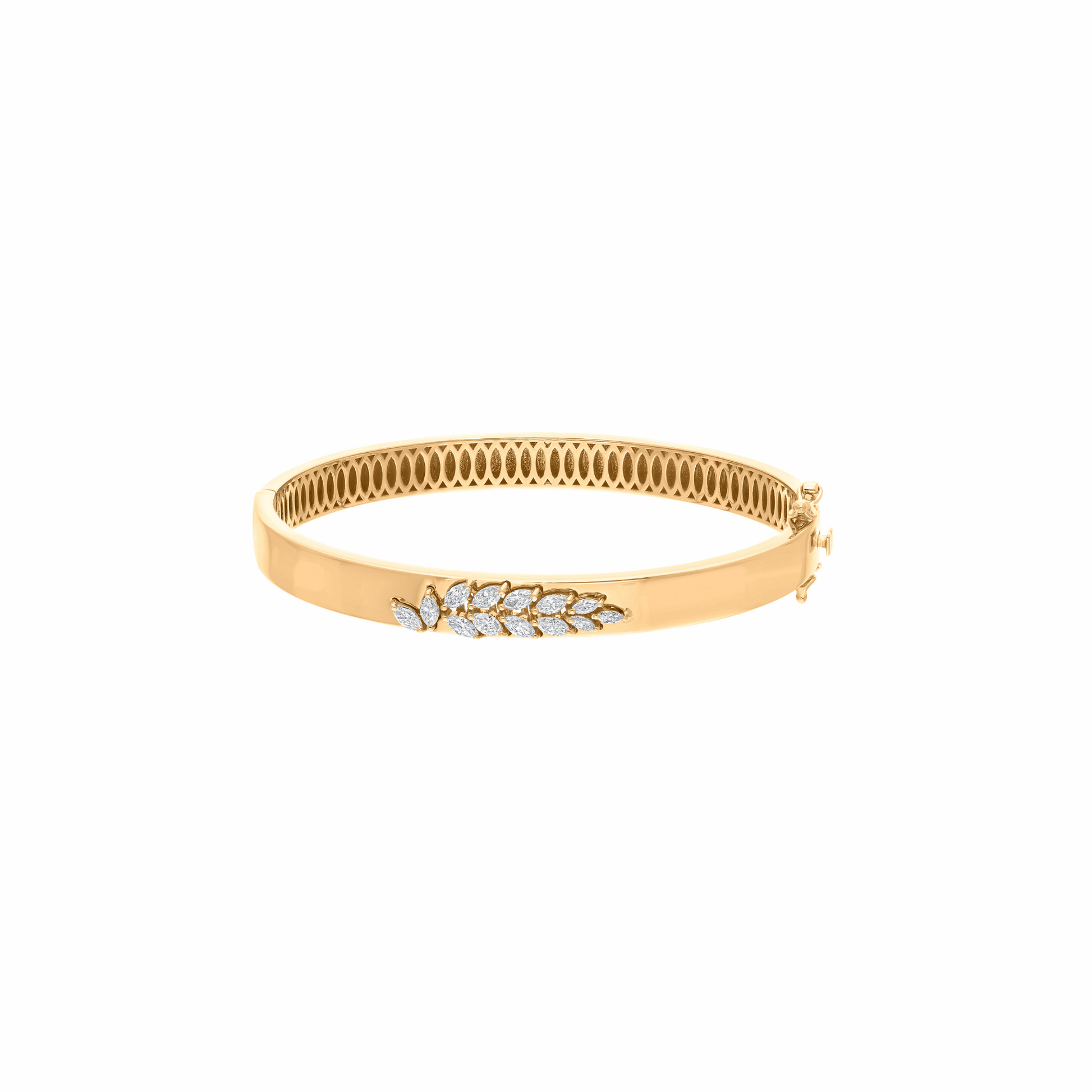 Leaf Motif 0.81 Ct Natural Marquise Cut Diamond Bracelet SI/H 18k Gold