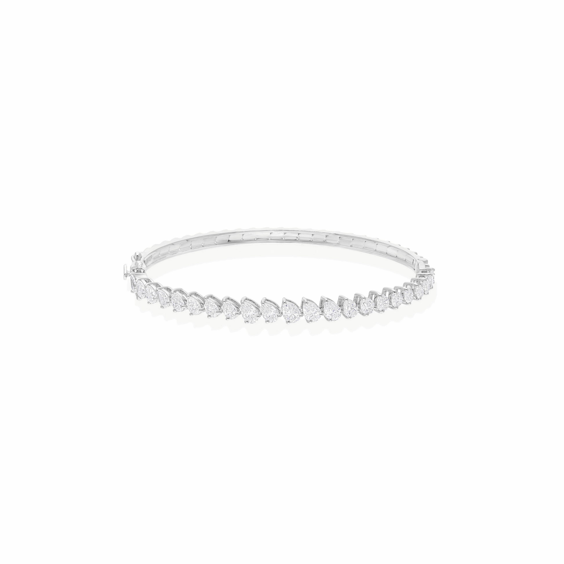 18K Gold Bangle Bracelet with 3.15 Ct Natural Pear Diamonds