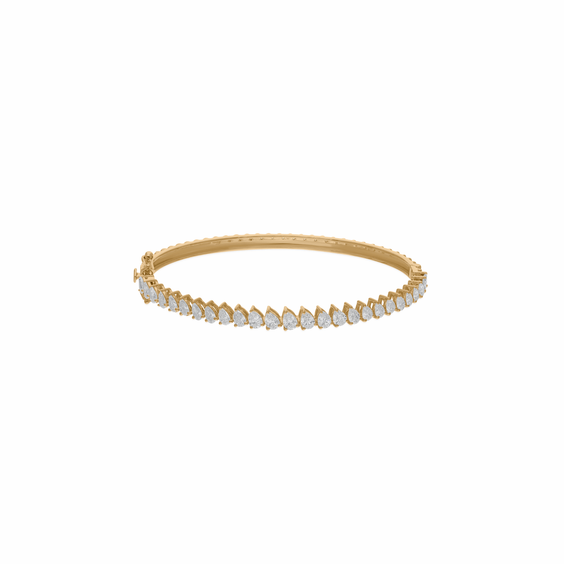 Fine 18k Gold Pear Cut 2.55 Ct Natural Diamond Bangle Bracelet