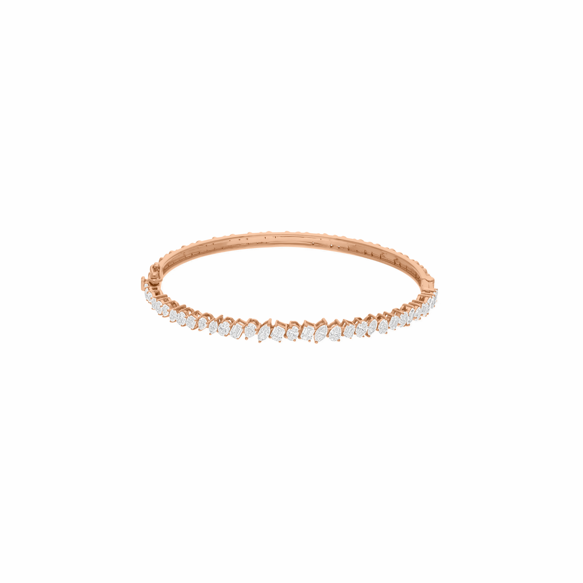 2.48 Ct Natural SI/H Multi Shape Diamond Bangle Bracelet 18k Gold