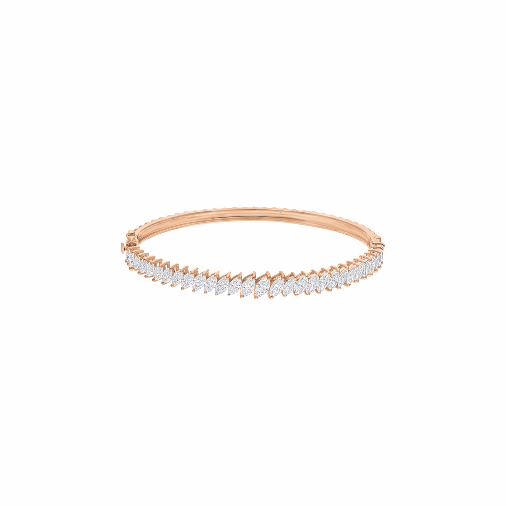 Natural Marquise Cut Diamond Bangle Bracelet in 18k Gold Fine Jewelry
