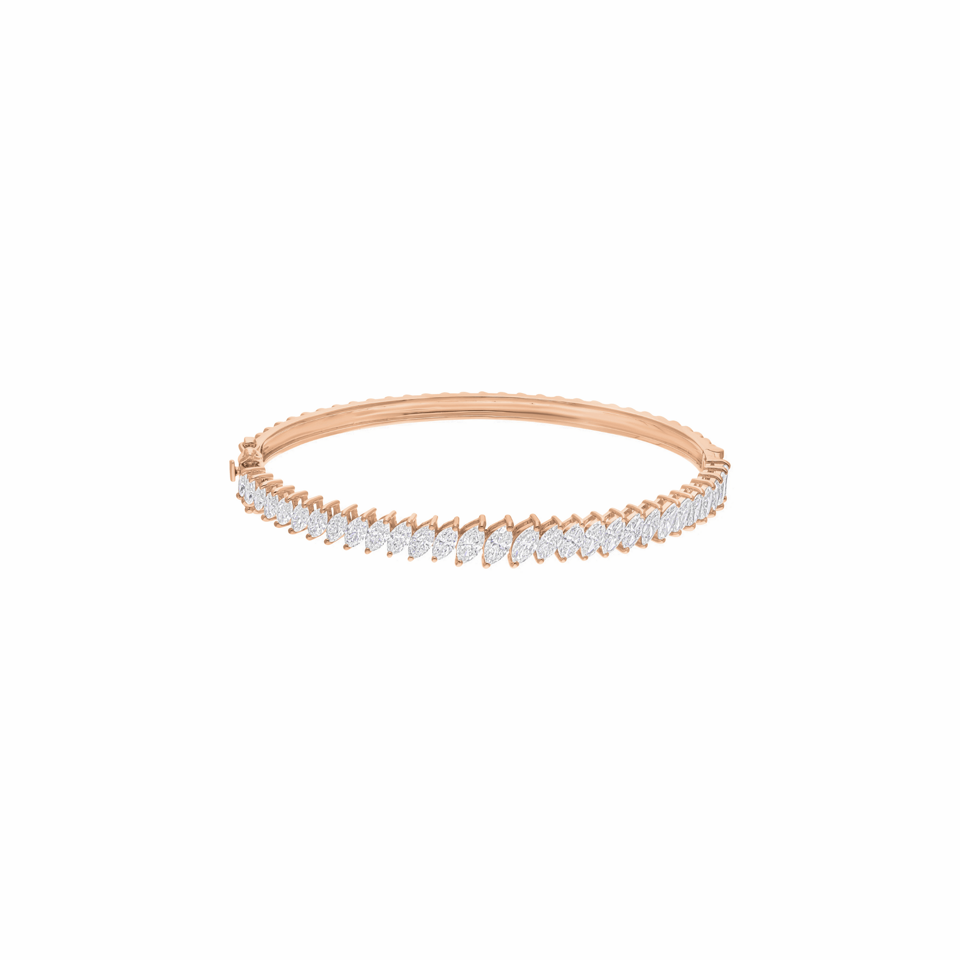 Natural Marquise Cut Diamond Bangle Bracelet in 18k Gold Fine Jewelry
