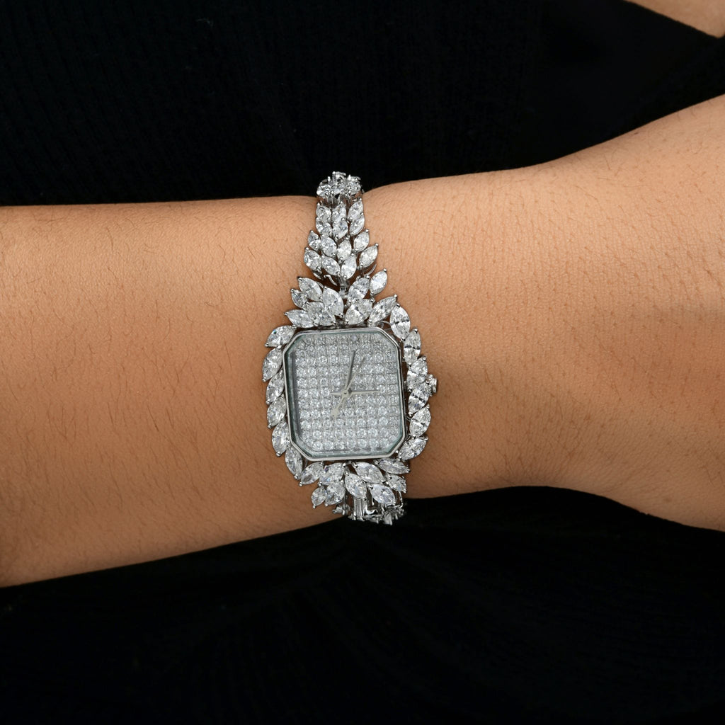 Natural SI/H Diamond Luxury Mechanical Analog Wrist Gold Watch For Women
