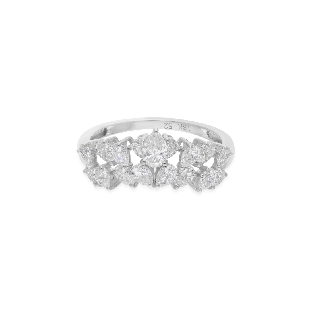 Natural 1.45 Carat Diamond Chevron Gold Handmade Ring