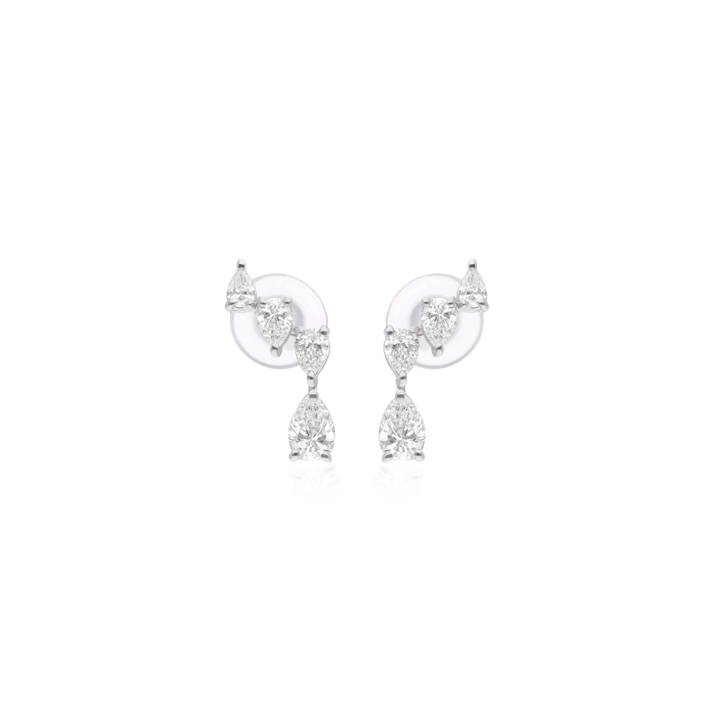 Dainty SI Clarity HI Color Fine Gold Pear Shape Natural Diamond Stud Earrings