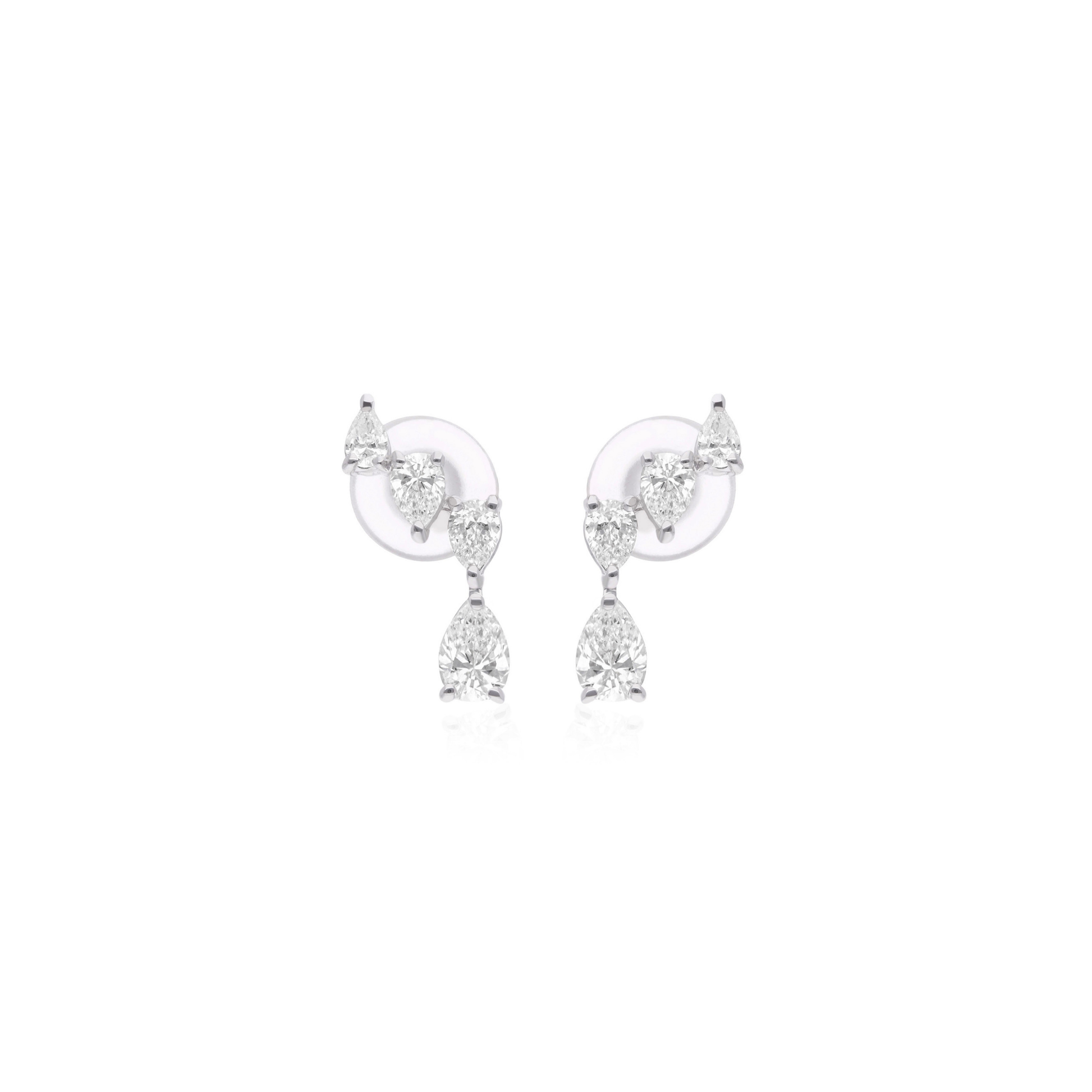Dainty SI Clarity HI Color Fine Gold Pear Shape Natural Diamond Stud Earrings