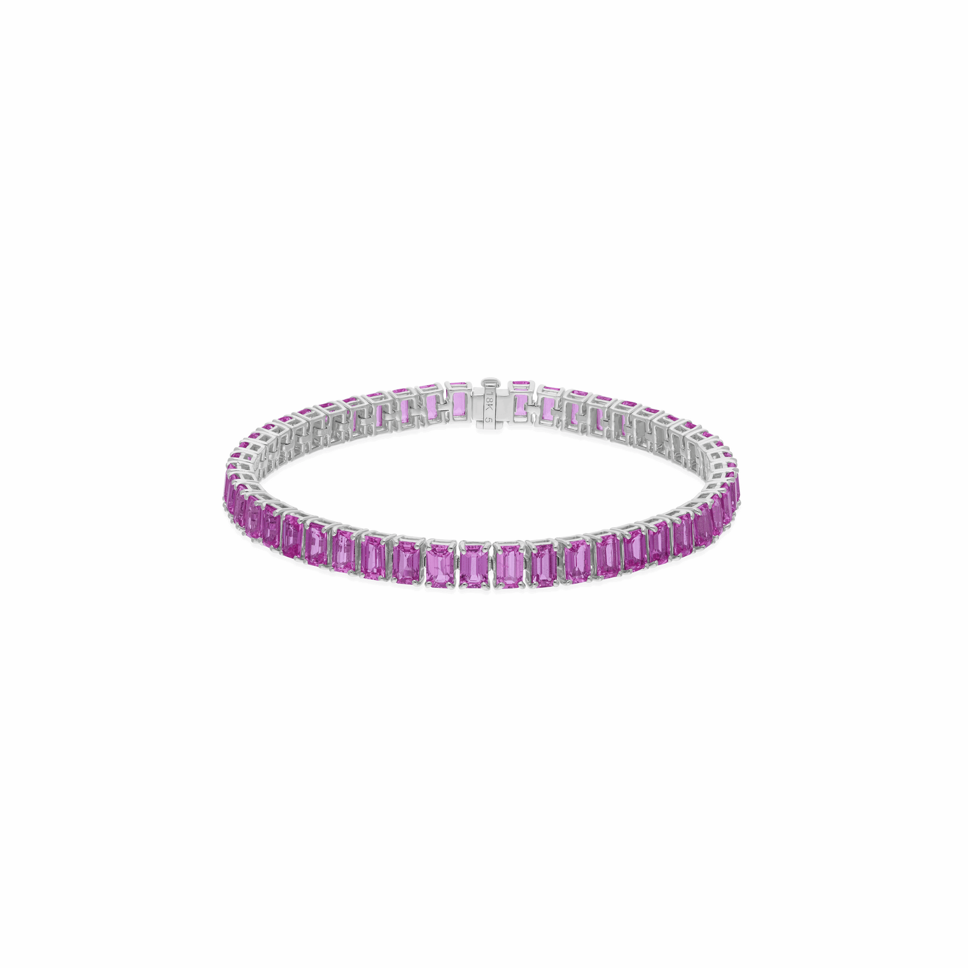 18K Gold 15.28 Ct. Pink Sapphire Eternity Tennis Bracelet