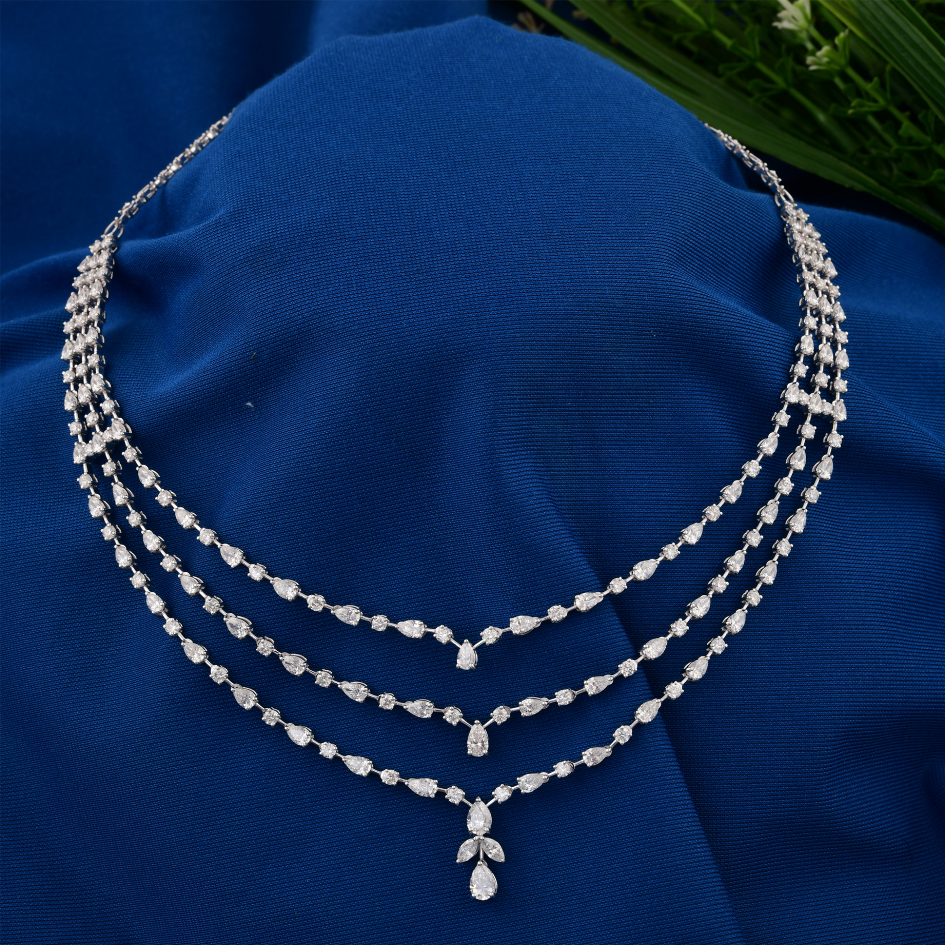 Layered Statement Multi Cut 13.04 Carat Natural Diamond Gold Necklace