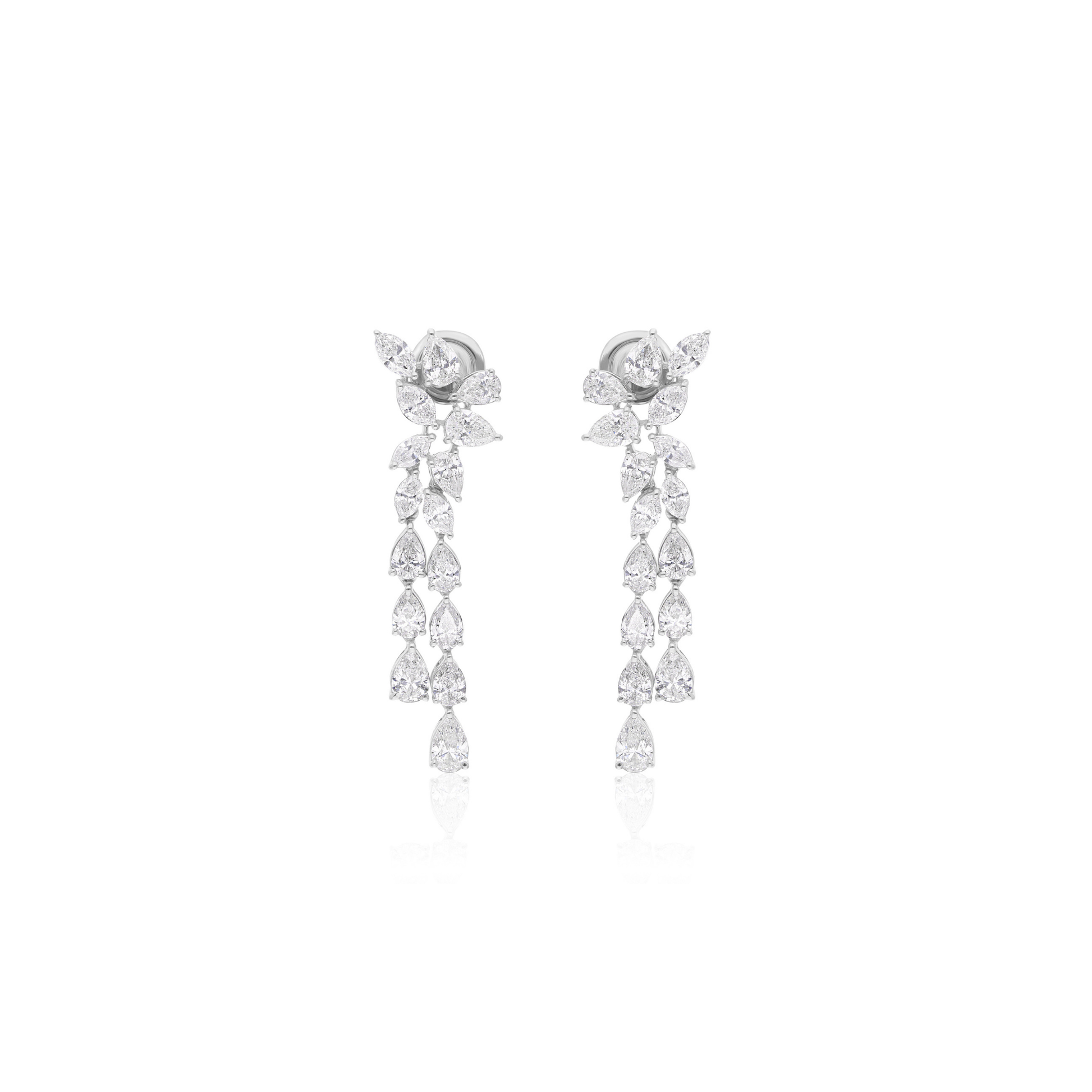 Delicate 5.18 Carat Marquise & Pear Shape Natural Diamond Gold Dangle Earrings