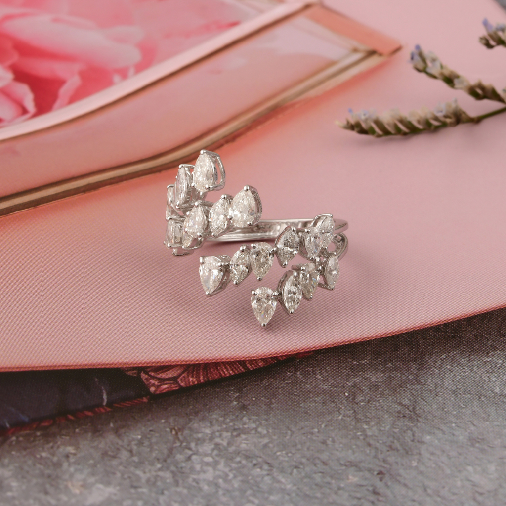 2.25 Ct. Gold Unique Diamond Statement Crossover Proposal Ring