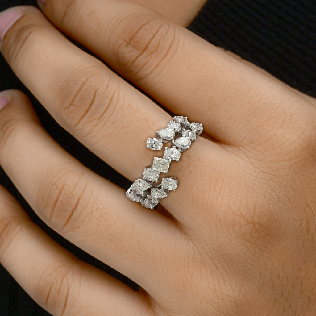 Gold Multi Cut 1.87 Ct. Diamond Wrap around Wedding Ring