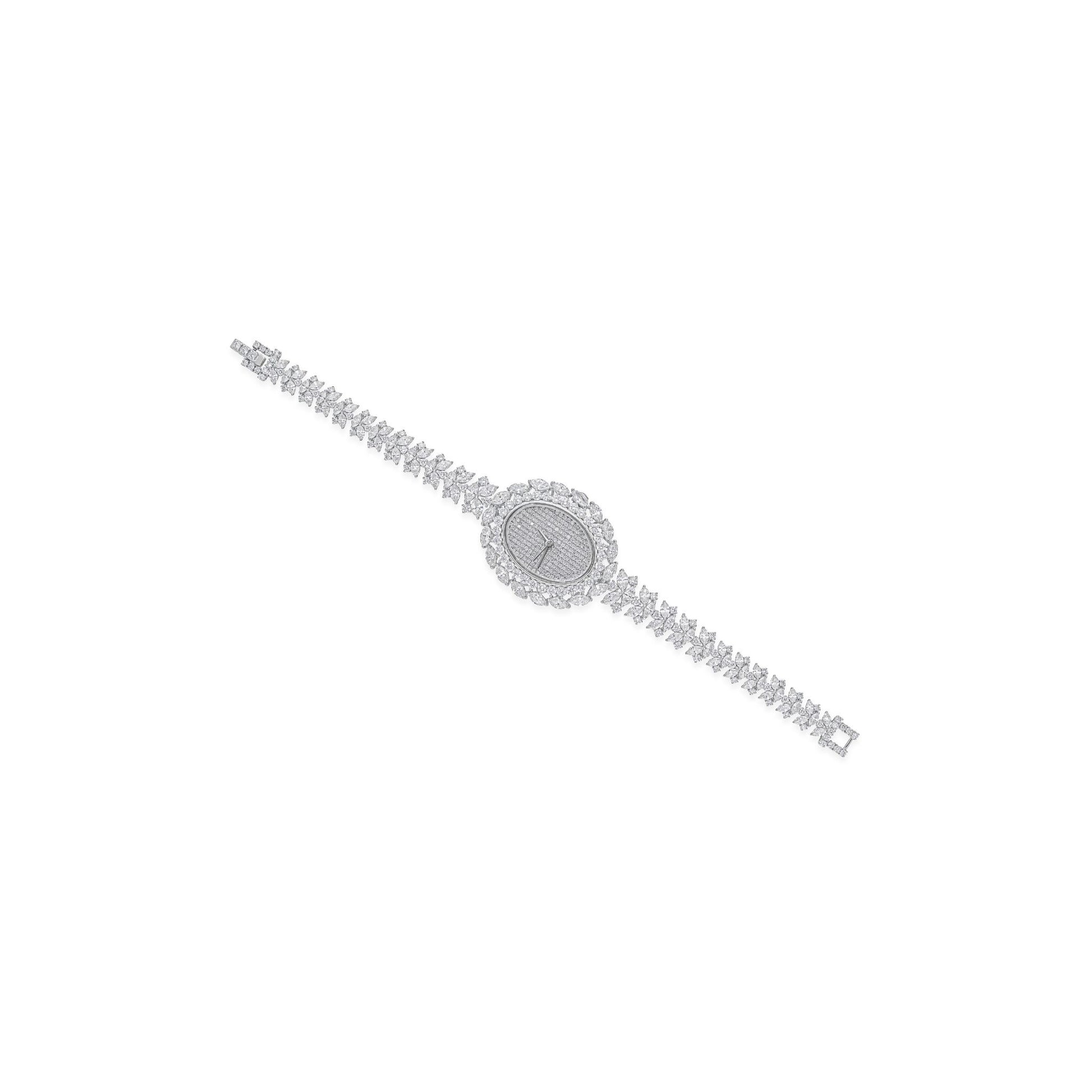 Brilliant Marquise Round Shaped Natural Diamond Gold Elegant Luxury Watch