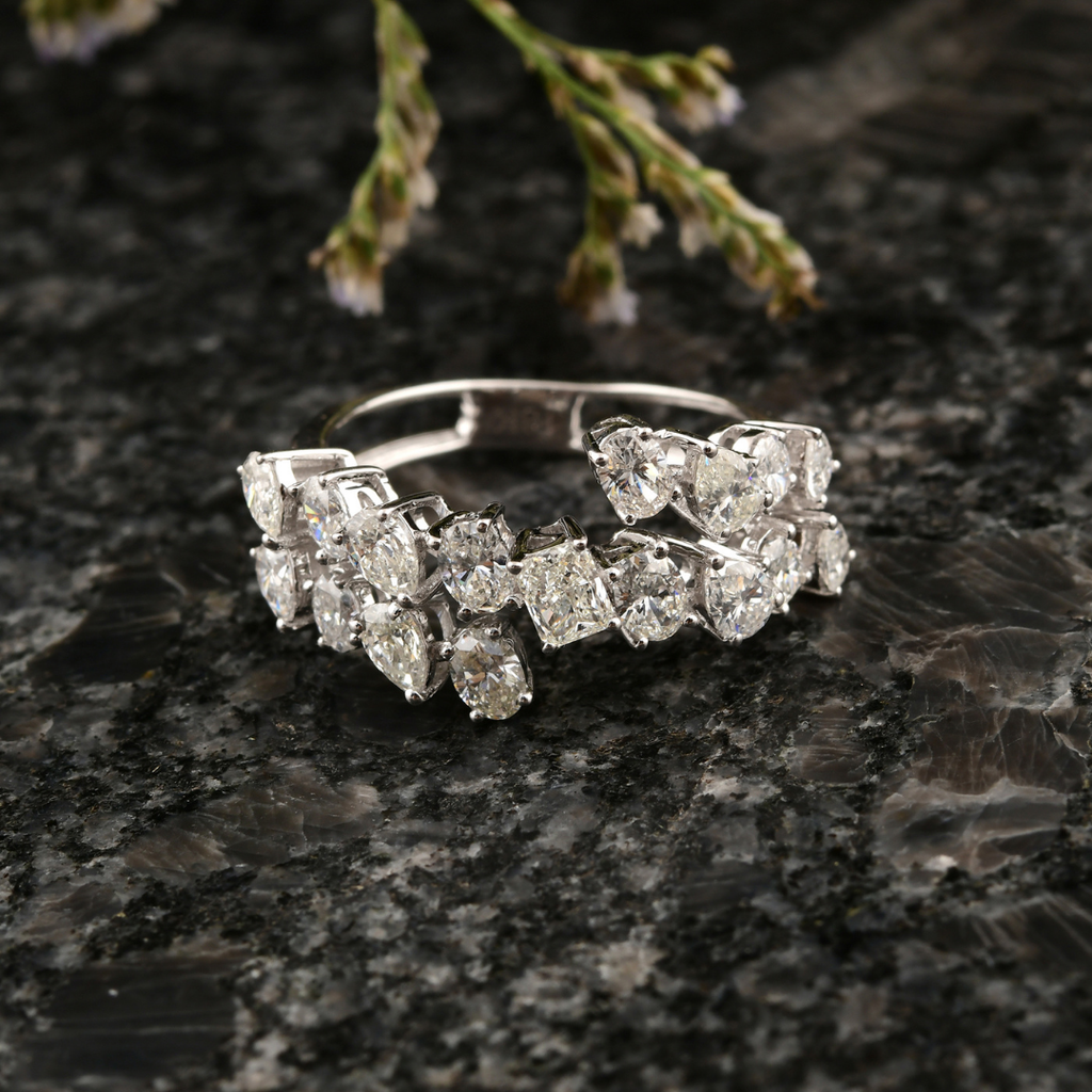 Gold Multi Cut 1.87 Ct. Diamond Wrap around Wedding Ring