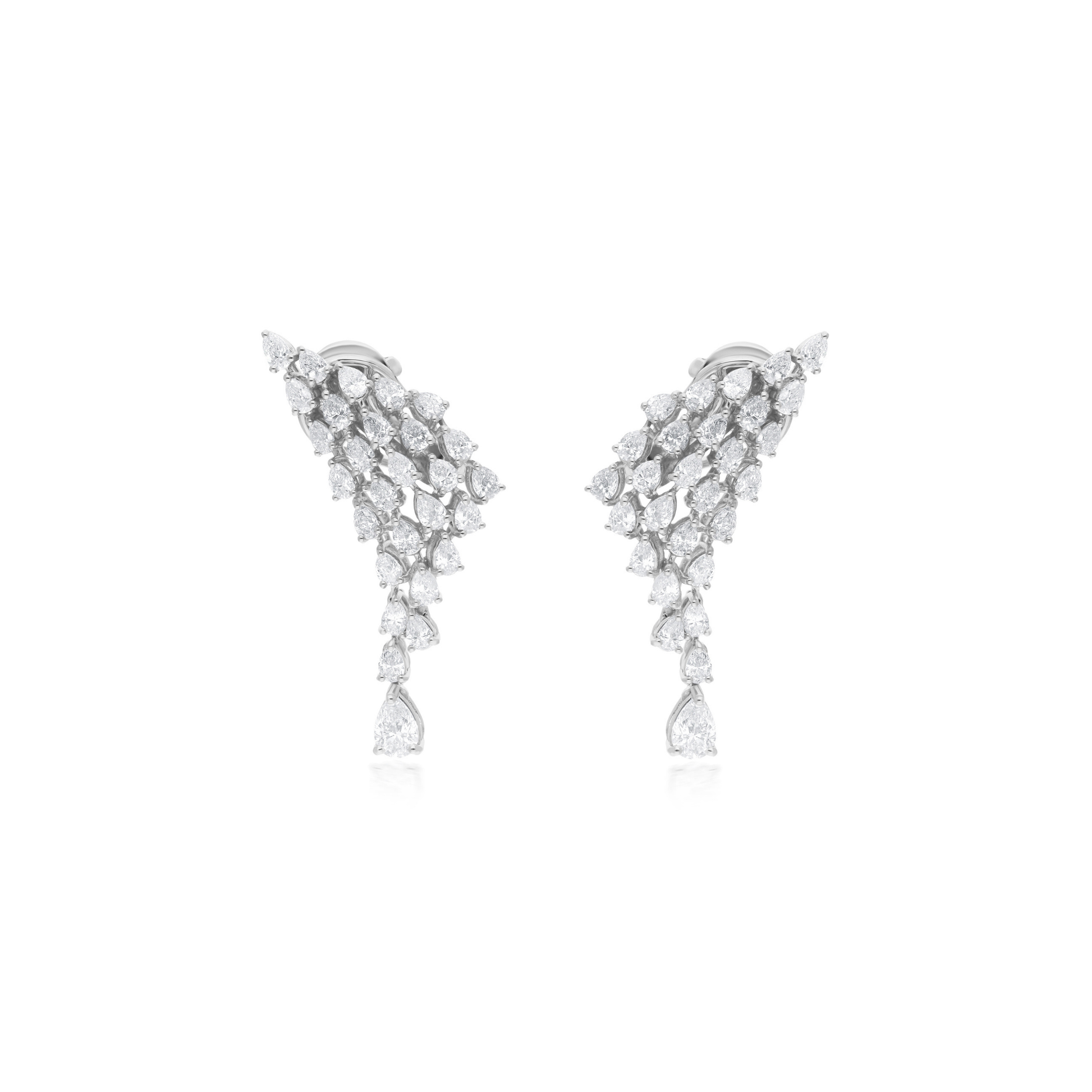 Statement Pear Cut 3.16Ct Natural Teardrop Diamond Chandelier Drop Cluster Earrings