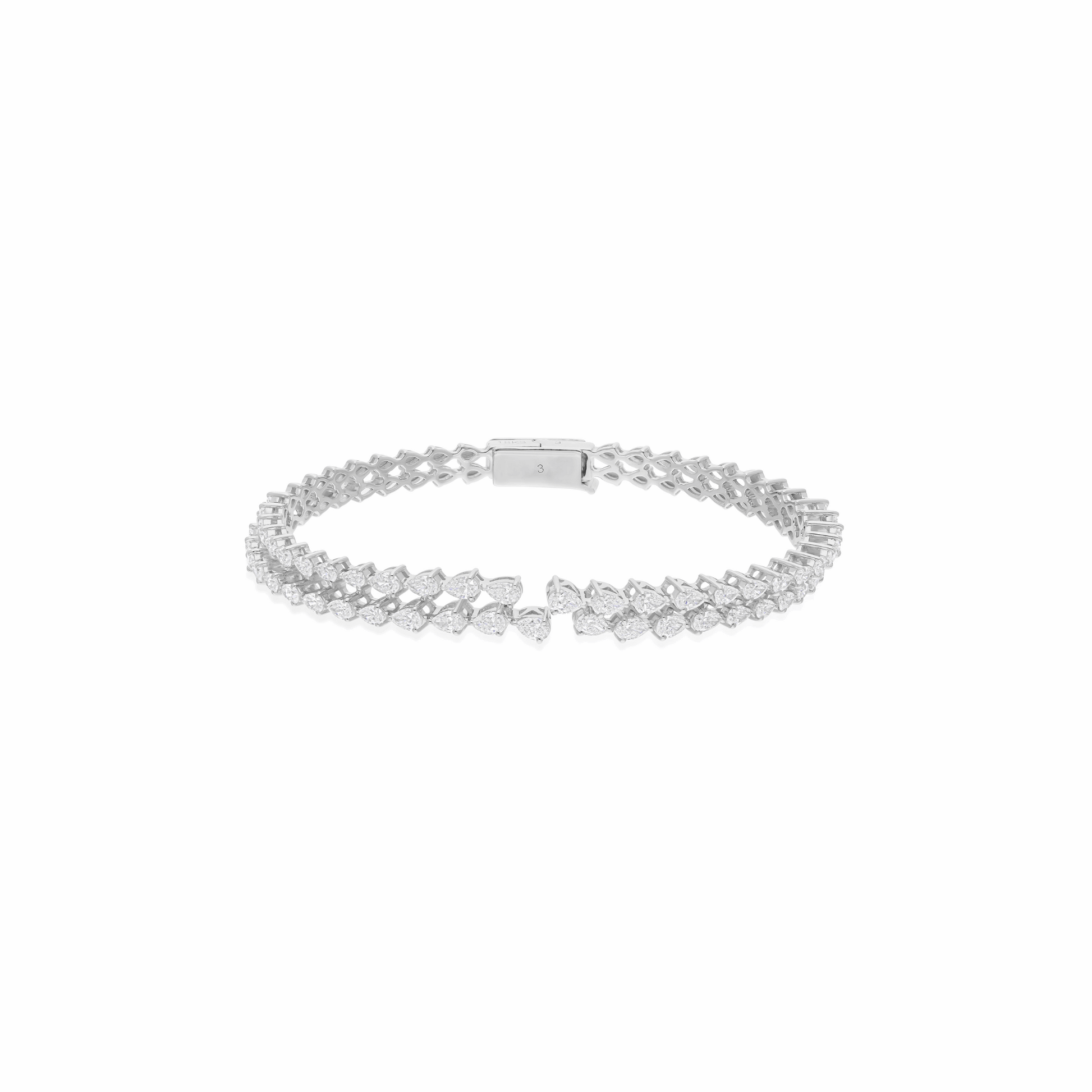 3.28 Ct Natural SI/H Pear Diamond Cuff Bangle Bracelet Gift 18k Solid Gold