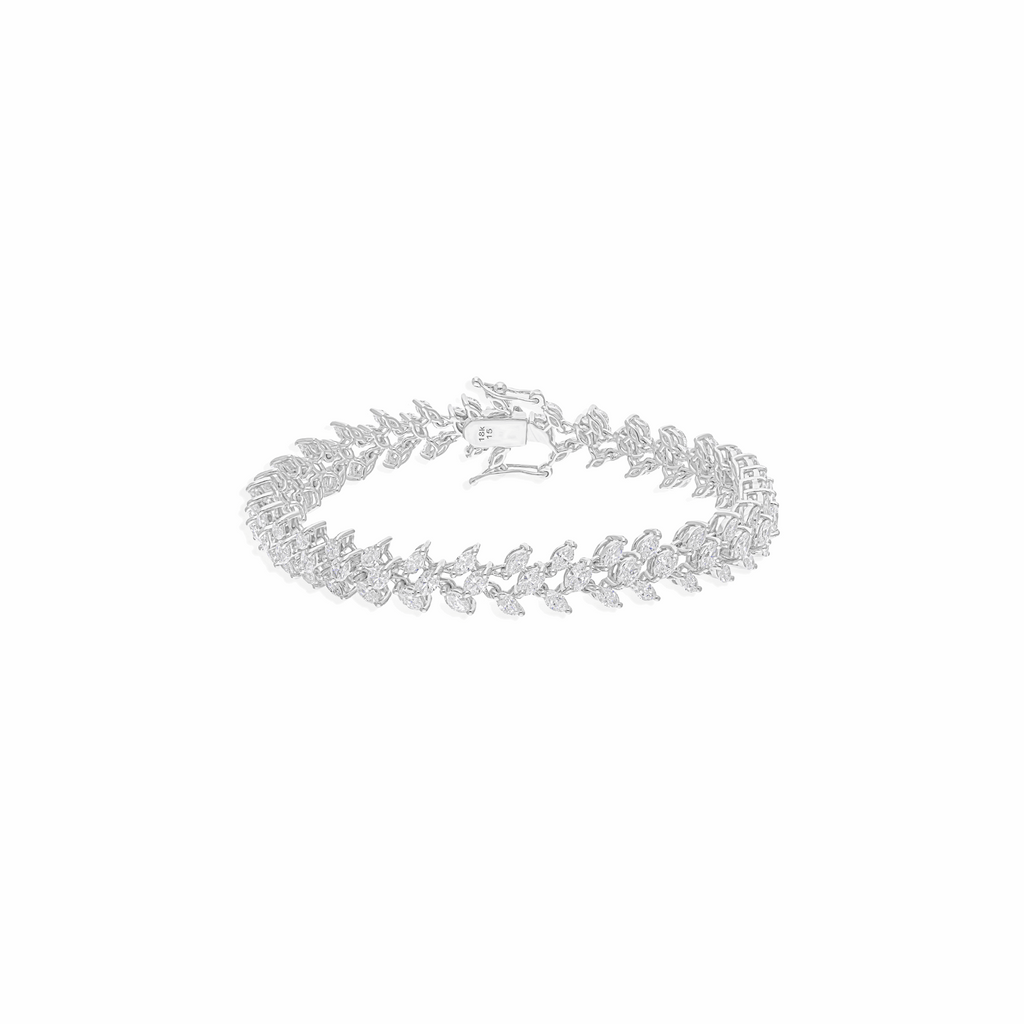 6.45 Ct Natural SI/H Marquise Cut Diamond Charm Fine Bracelet 18k Gold