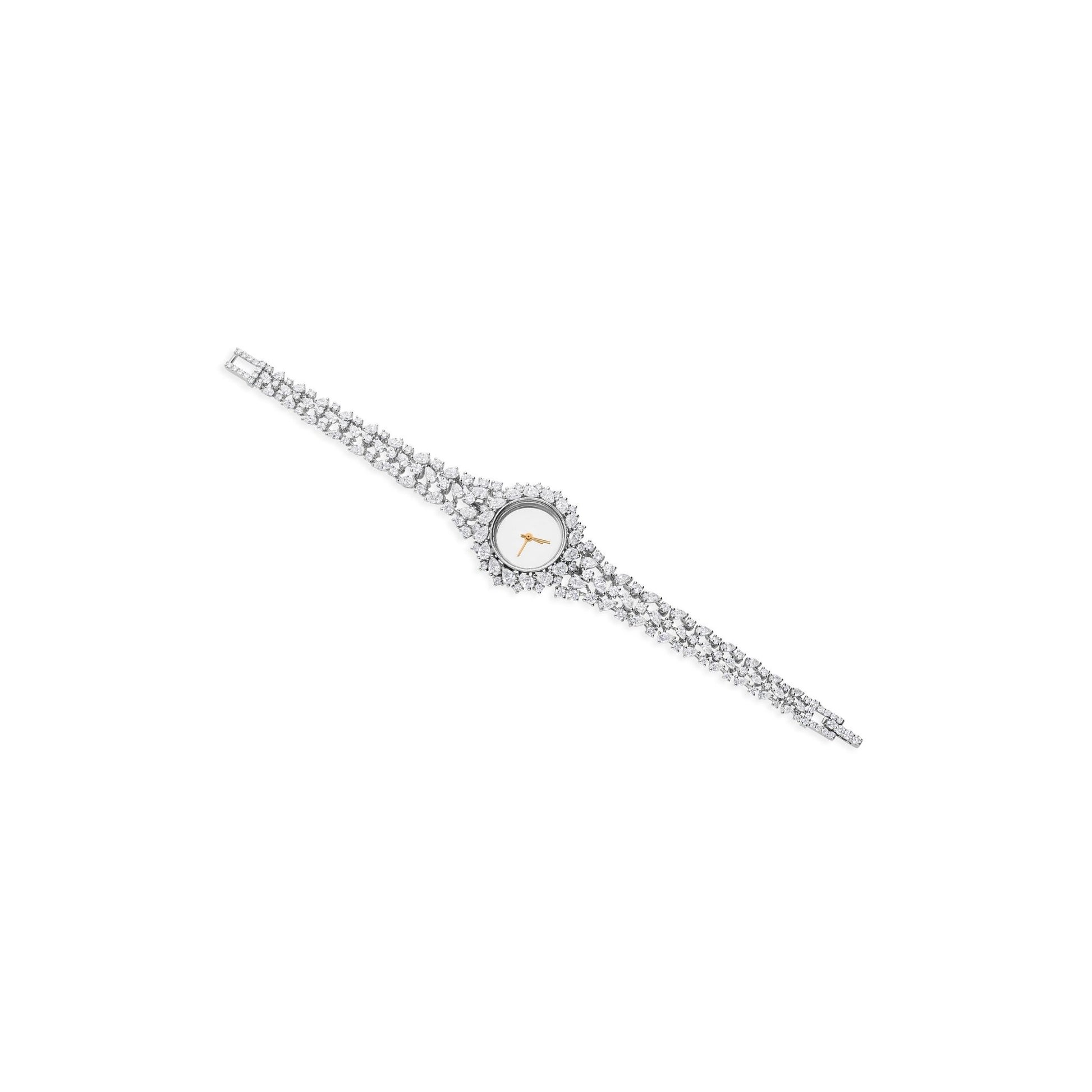 9.23 Carat Natural SI/H Diamond Wedding Gold Wrist Watch