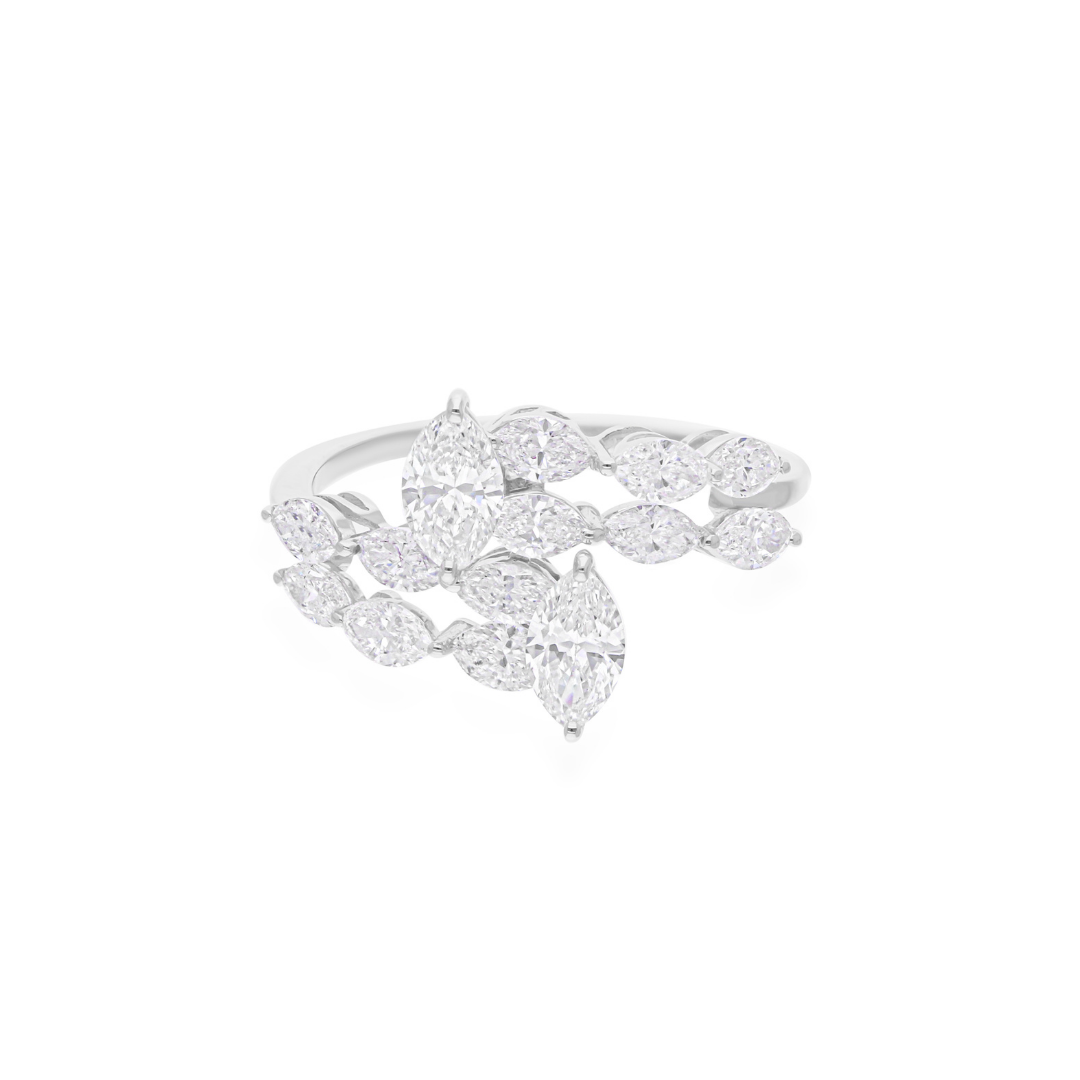 1.81 Carat SI/HI Marquise Brilliant Cut Natural Diamond Gold Ring