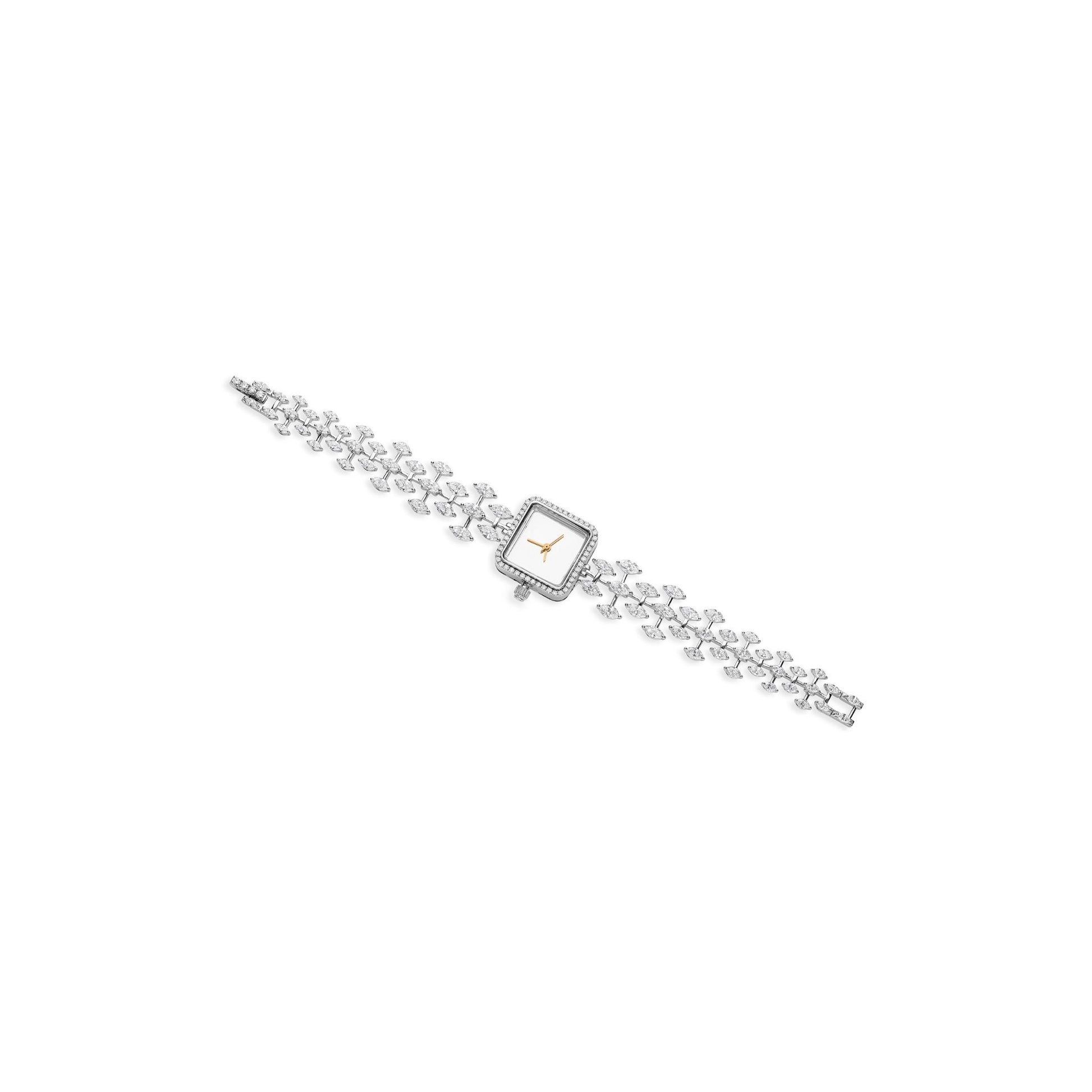 Dazzling Square Dial SI Clarity HI Color Diamond Fine Gold Wrist Watch
