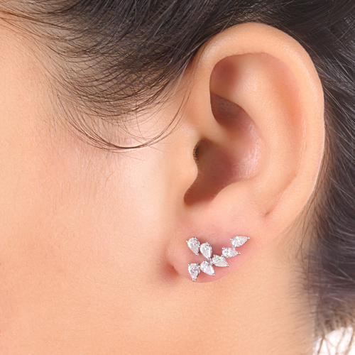 1.10ct Natural Pear Diamond Handmade Gold Stud Earrings