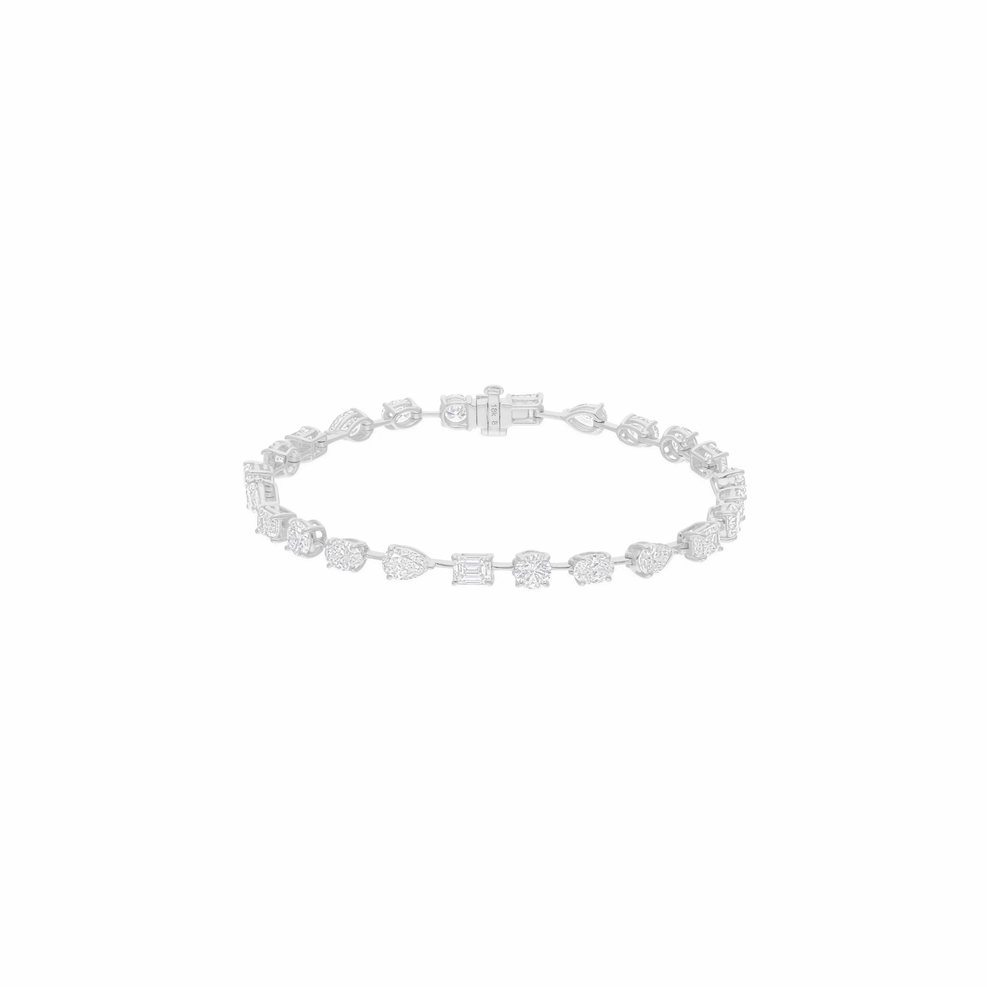7.53 Ct SI/H Natural Multi Shape Diamond Charm Bracelet 18k Gold Jewelry