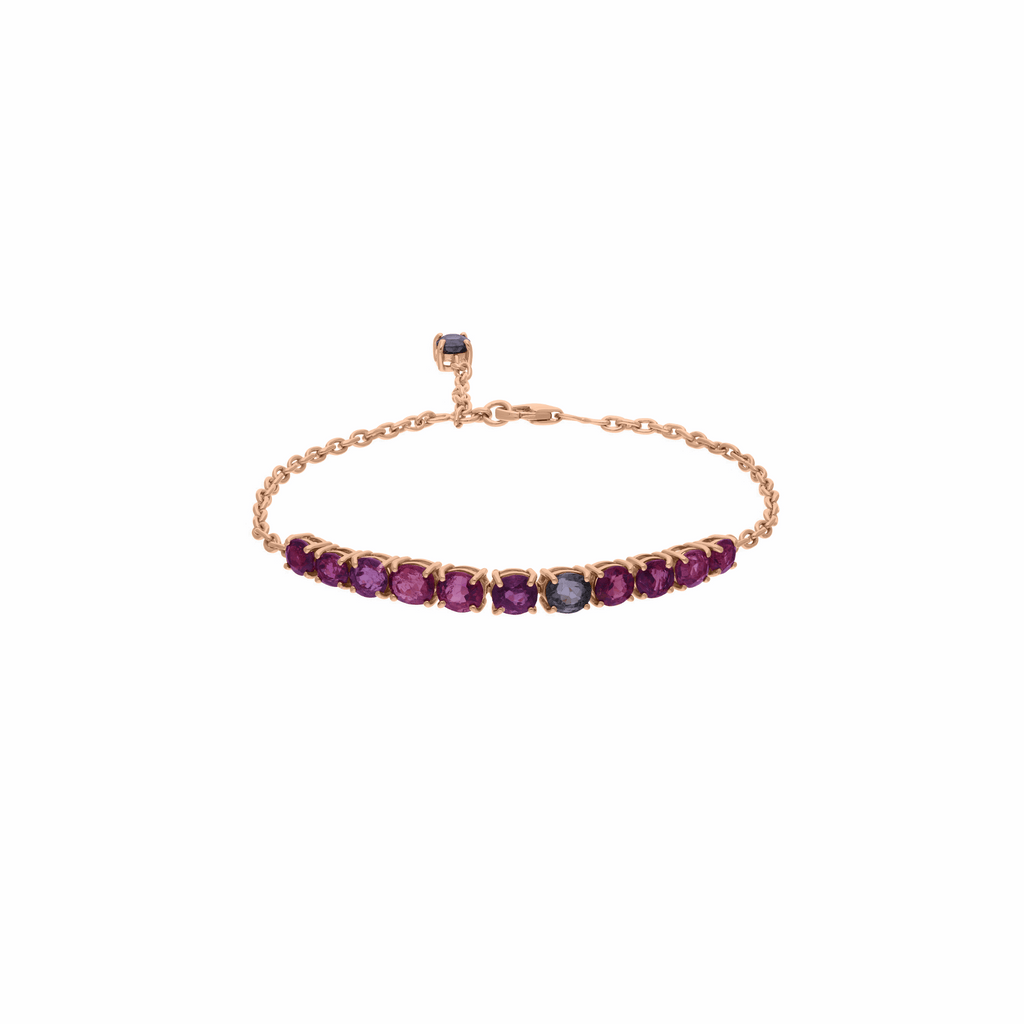 Multi Sapphire Round Charm 6.27 Ct Bracelet in 18k Gold Wedding Jewelry