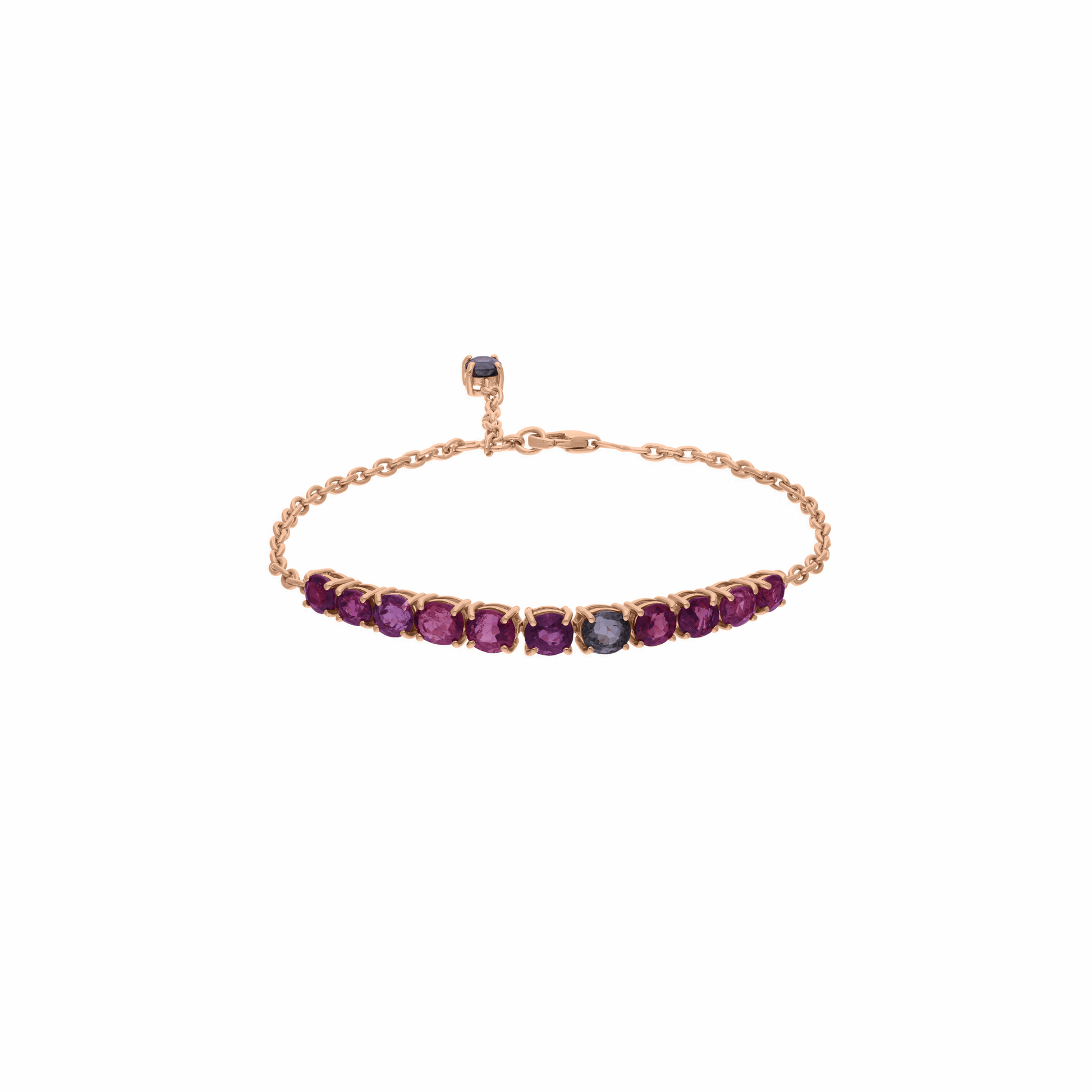 Multi Sapphire Round Charm 6.27 Ct Bracelet in 18k Gold Wedding Jewelry