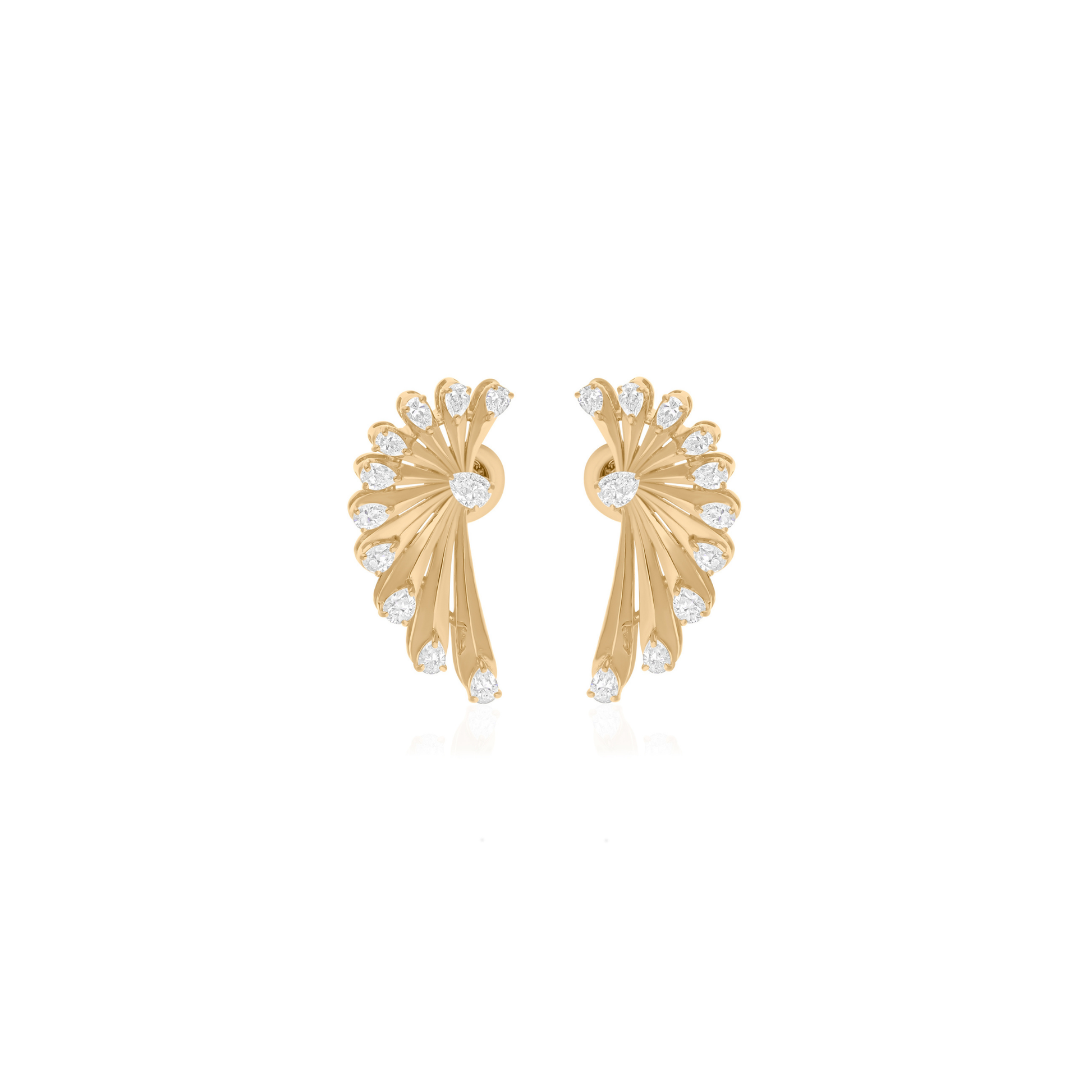 Unique 1.59 Carat Pear Cut Diamond Wing Shaped Stud Earrings