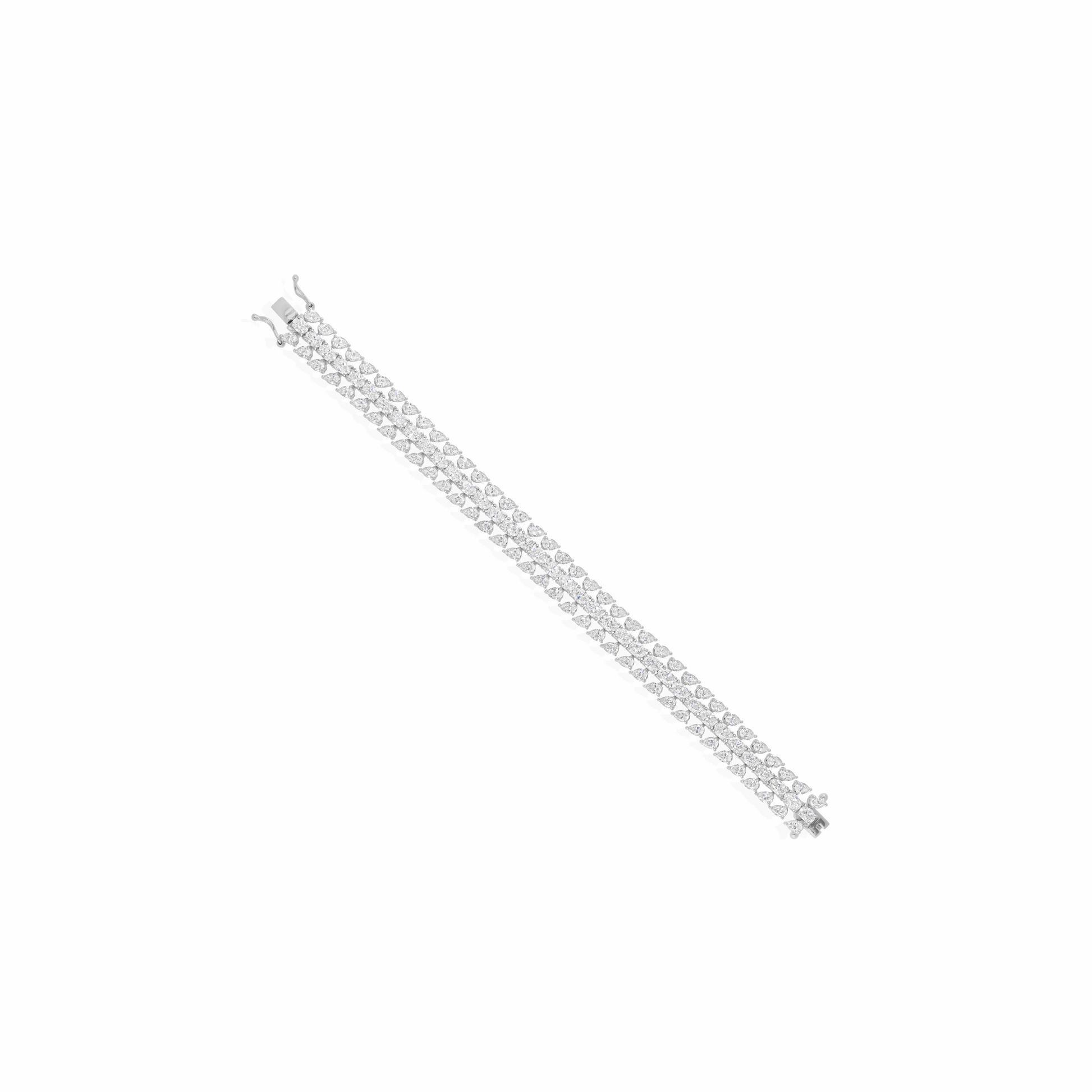 17.60 Ct Three Layered Natural SI/H Pear Oval Diamond Bracelet in 18k Gold