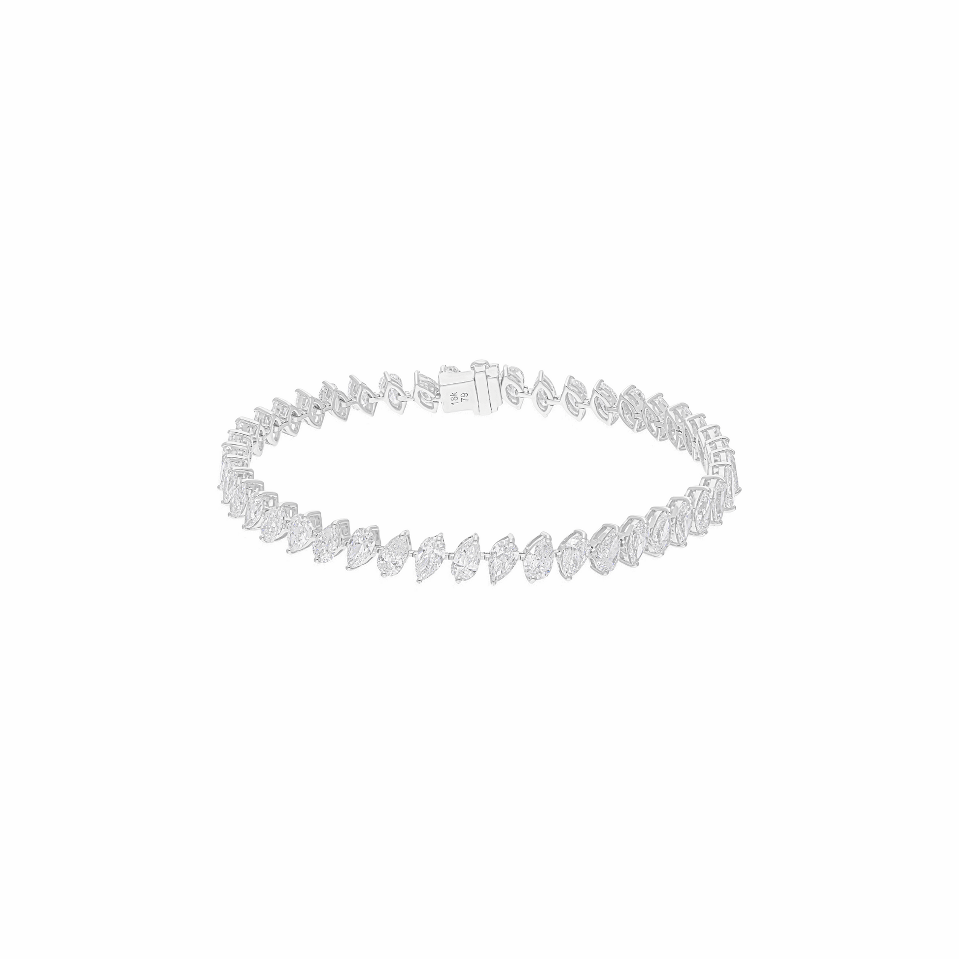 Elegant Fine 18k Gold Marquise Cut Diamond Tennis Bracelet 8.40 Ct.