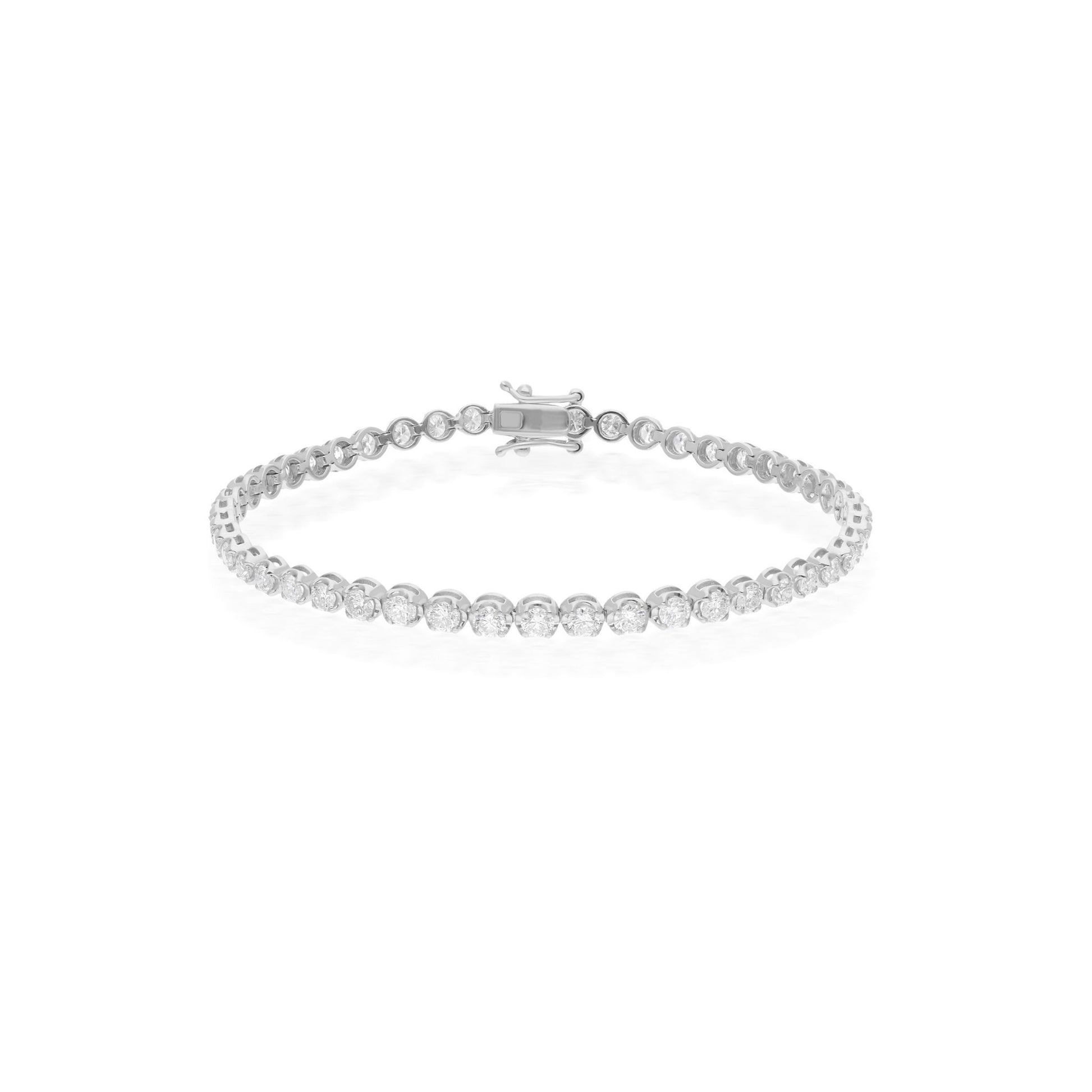 Bezel Set Round Cut Diamond Tennis Bracelet in SI Clarity