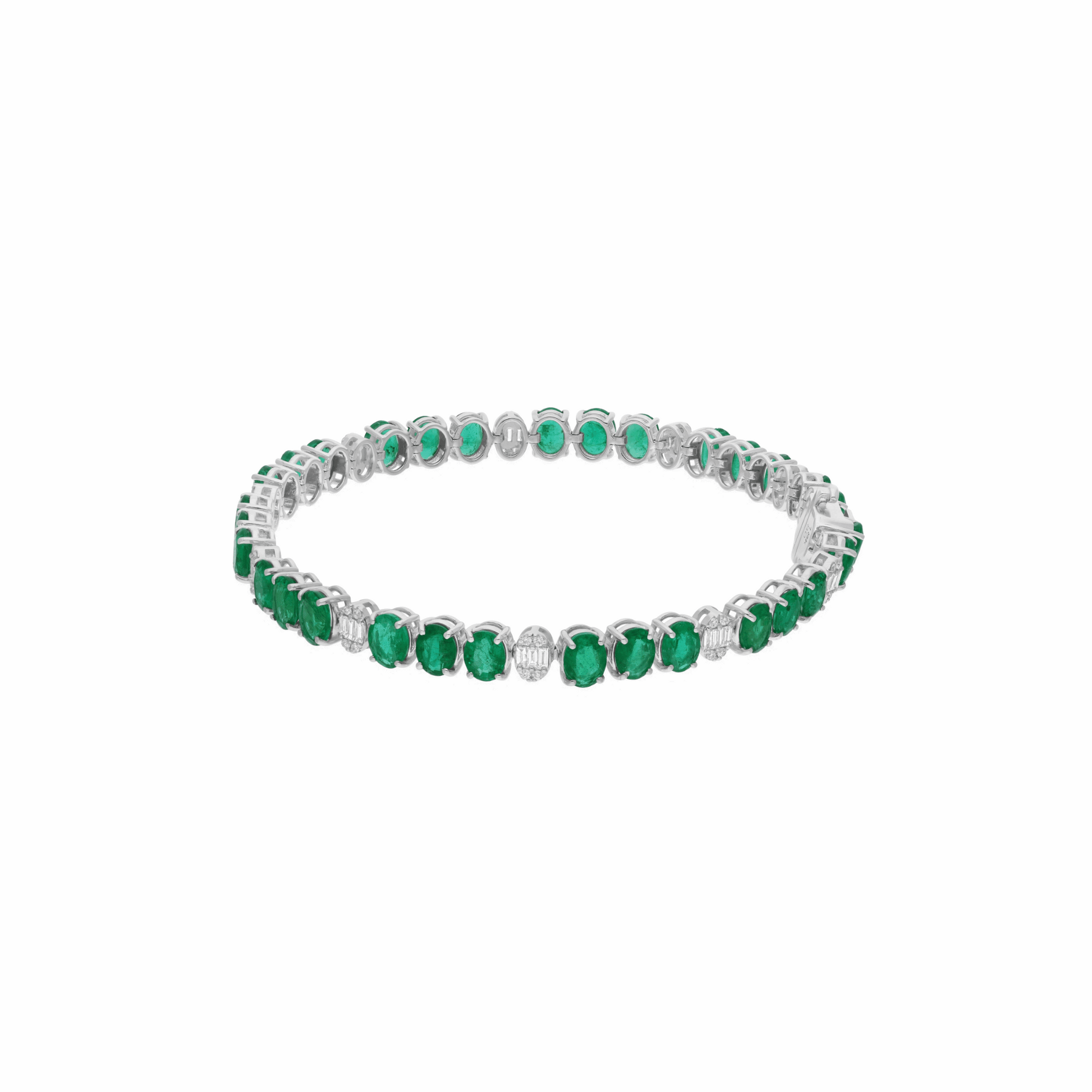 18K Gold 9.69 Tcw Natural Diamond & Emerald Statement Bracelet