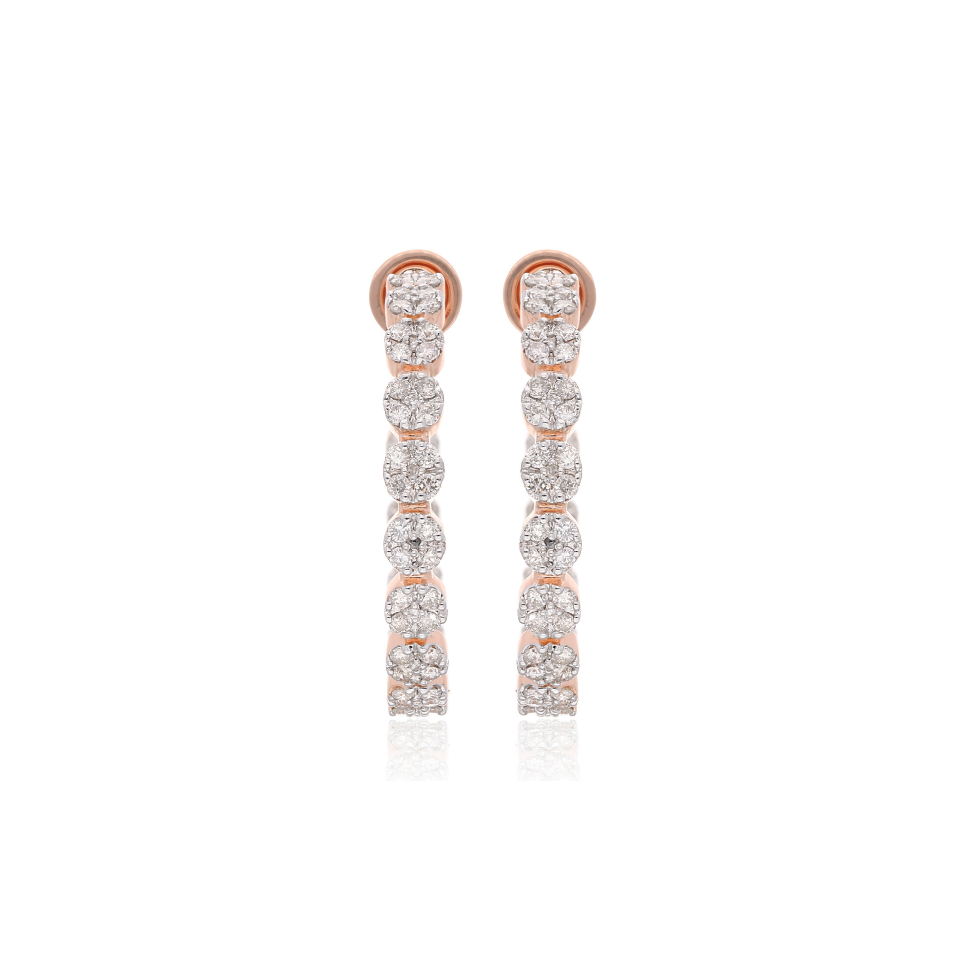 Sparkling 2.50Ct Round Brilliant Cut Cluster Diamond Push Back Hoop Earrings