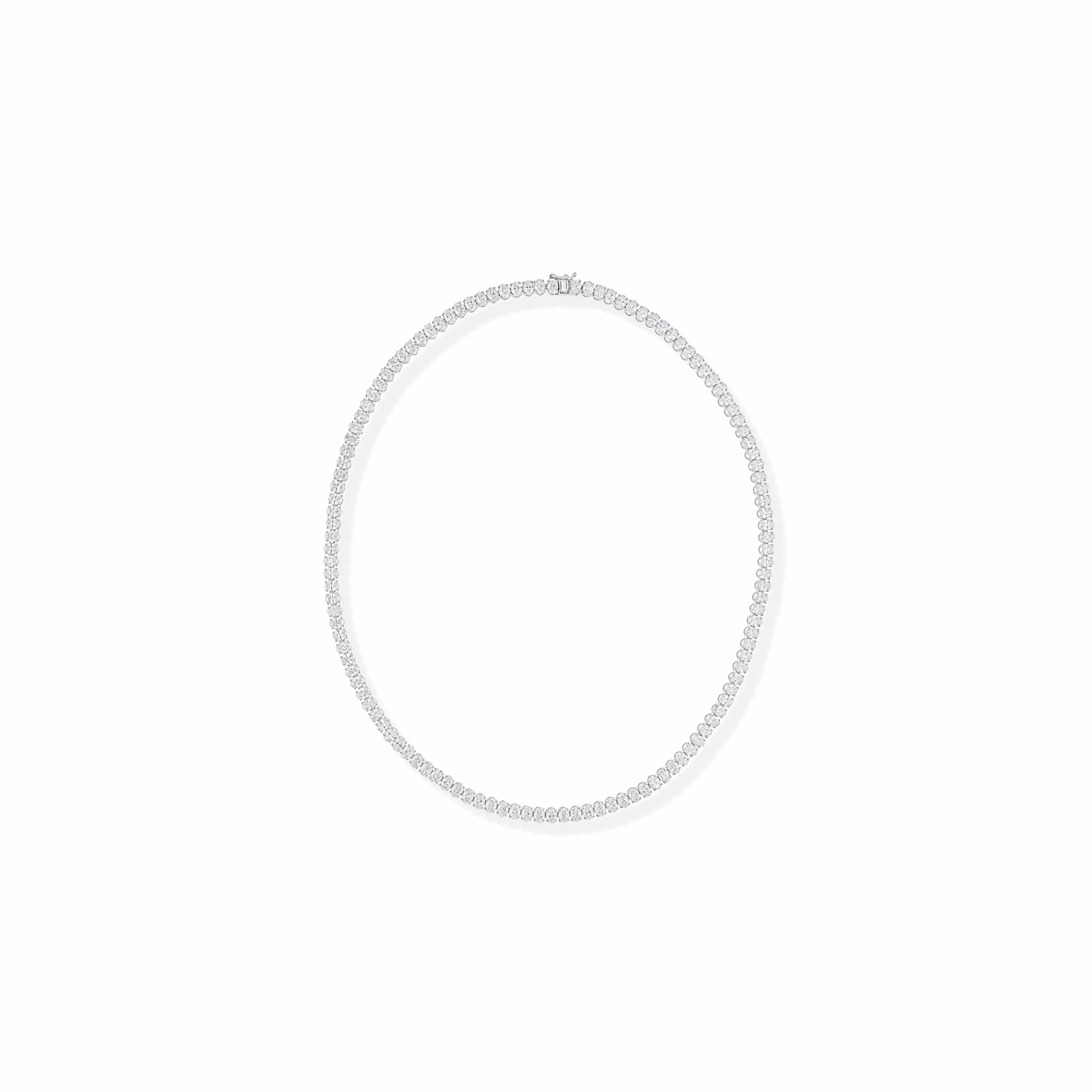 Graduated Oval Cut 17.40 Ct Natural Diamond Tennis Necklace In 18k Gold