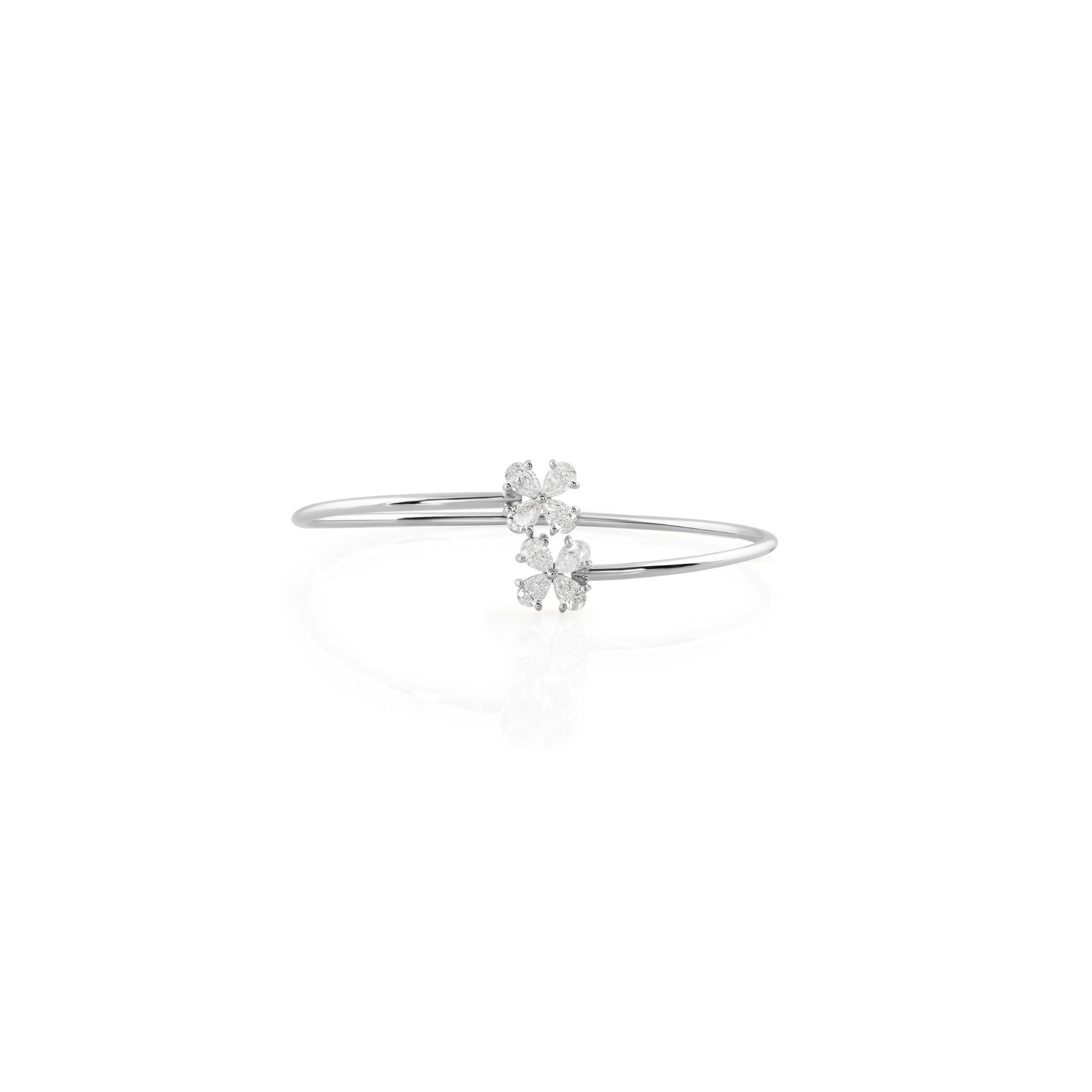 Flower Pear Cut 1.36 Ct. SI/H Diamond Bangle Bracelet