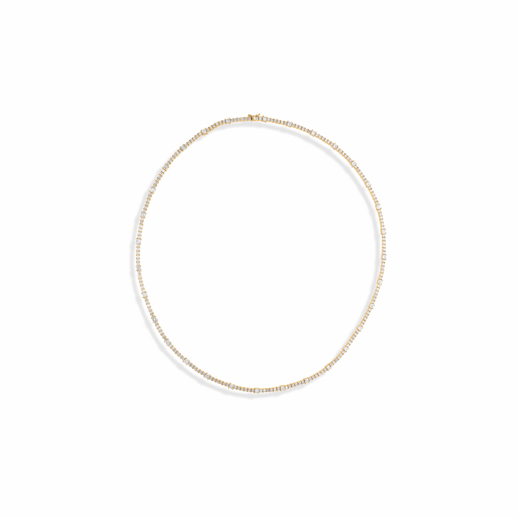 12.98 Ct Natural SI/H Princess Cut Diamond Tennis Chain Necklace 18k Gold