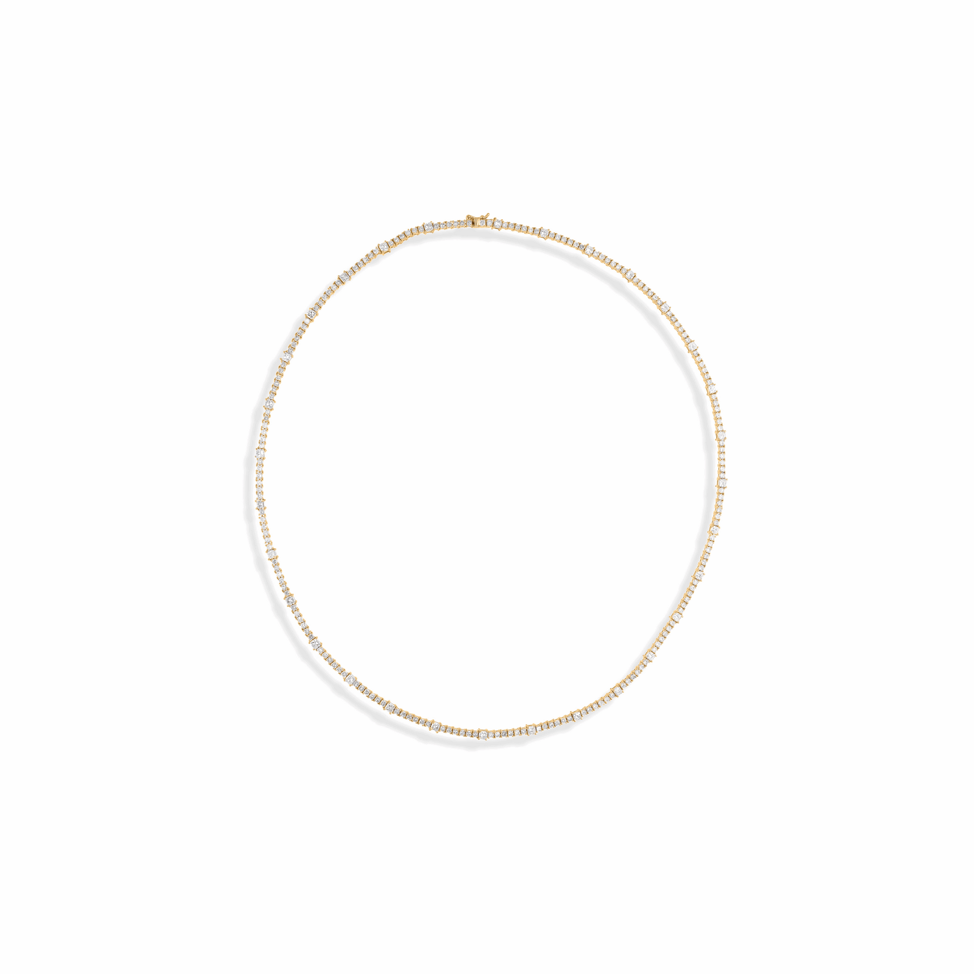 12.98 Ct Natural SI/H Princess Cut Diamond Tennis Chain Necklace 18k Gold
